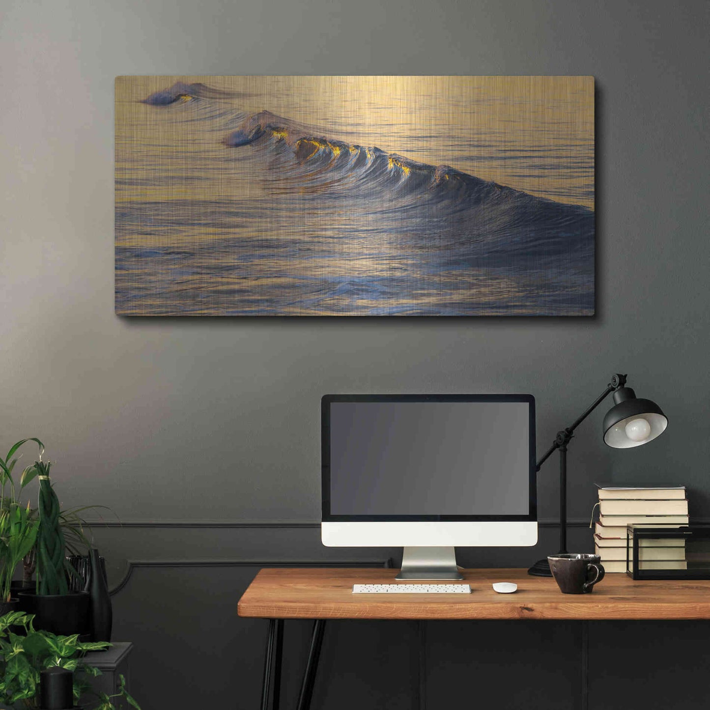 Luxe Metal Art 'Warm Curl' by Chris Moyer, Metal Wall Art,48x24