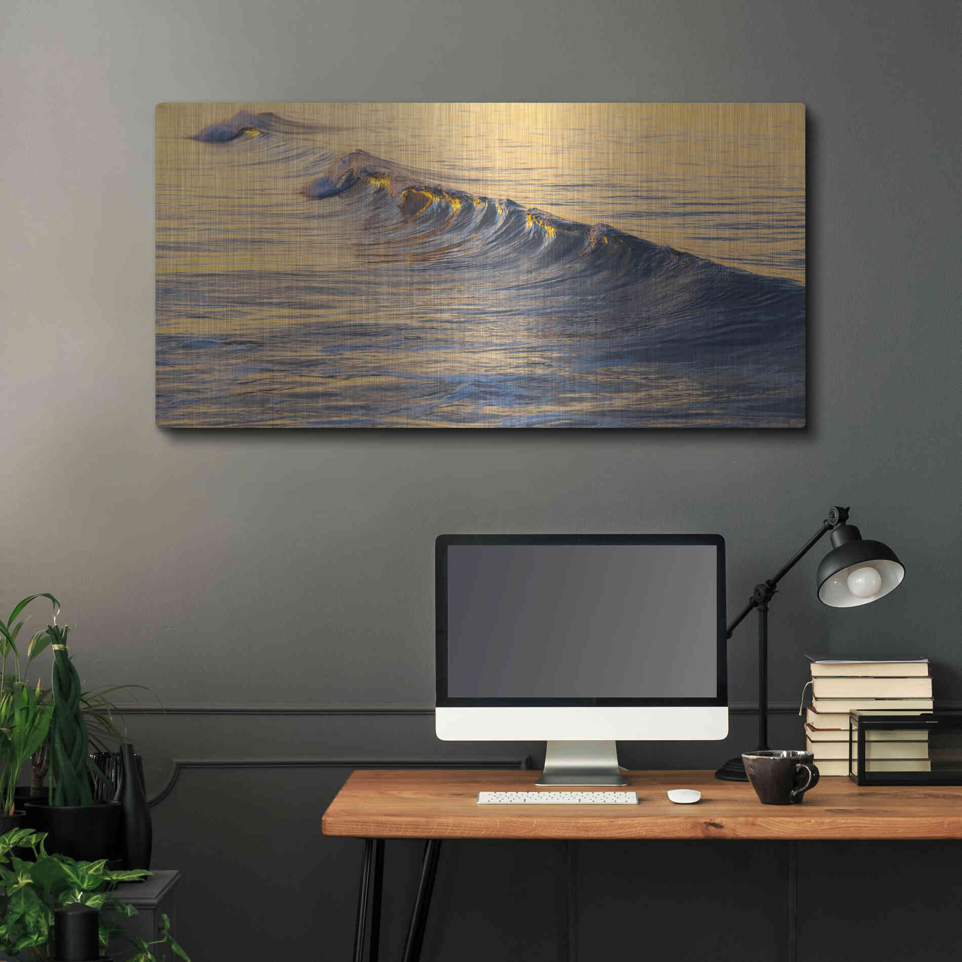 Luxe Metal Art 'Warm Curl' by Chris Moyer, Metal Wall Art,48x24