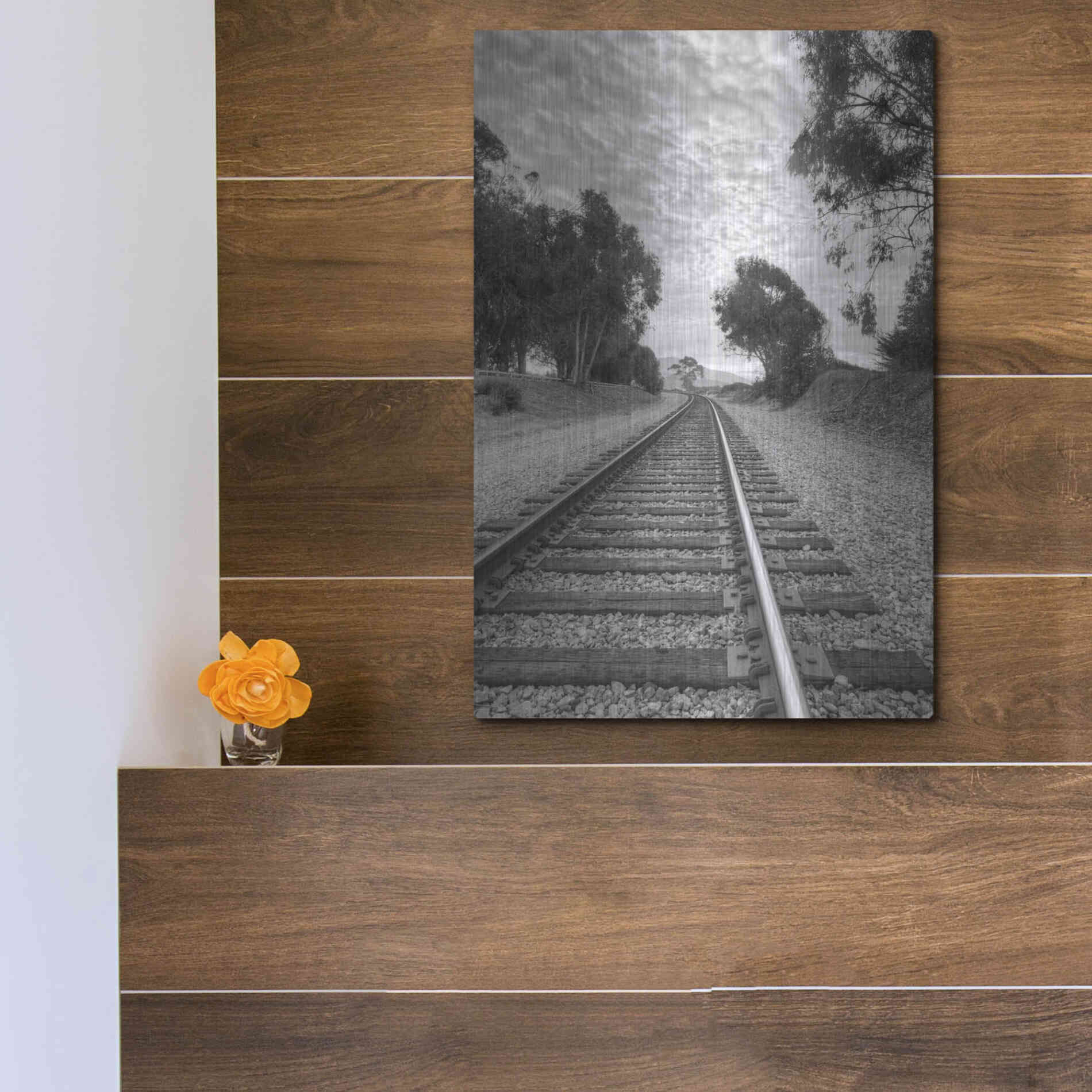 Luxe Metal Art 'On The Right Track' by Chris Moyer, Metal Wall Art,12x16