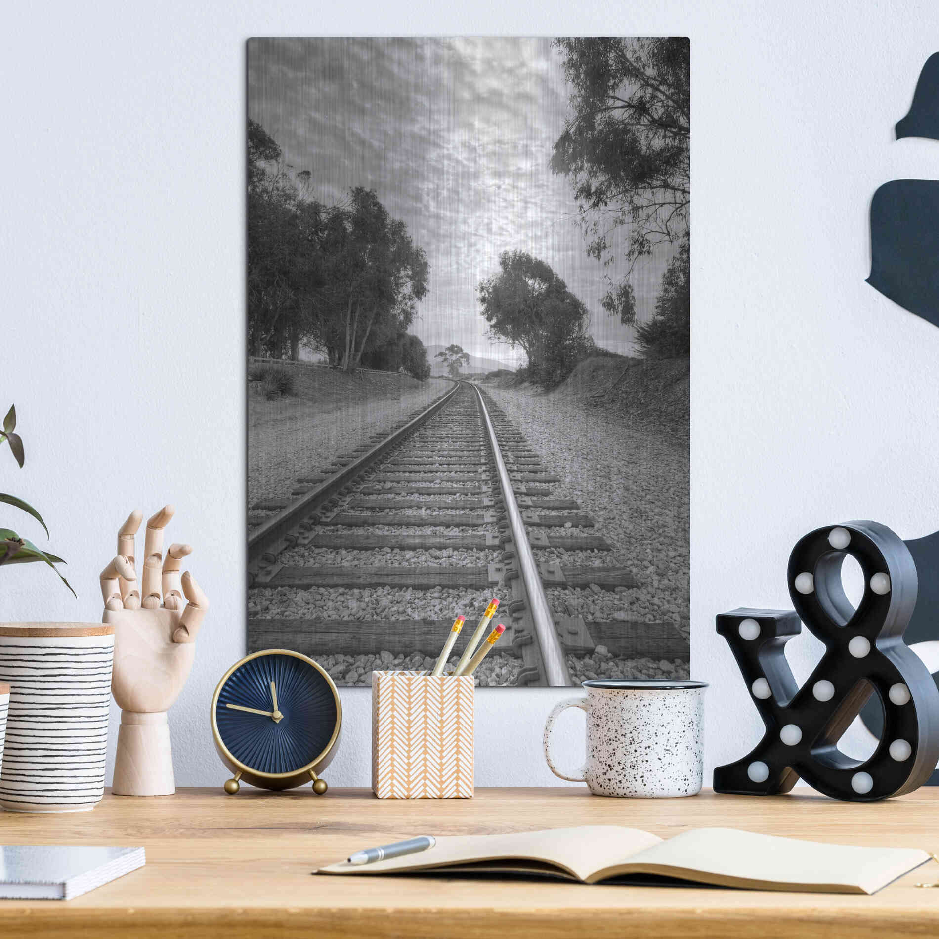 Luxe Metal Art 'On The Right Track' by Chris Moyer, Metal Wall Art,12x16