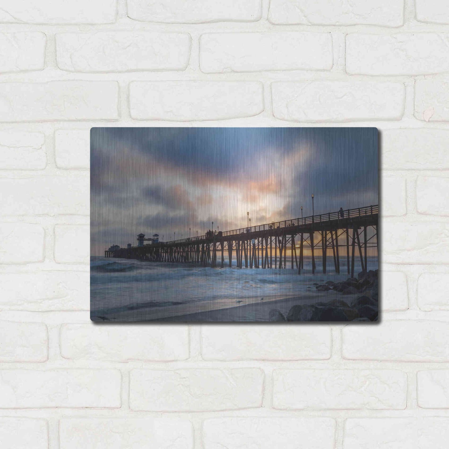 Luxe Metal Art 'Oceanside Drama' by Chris Moyer, Metal Wall Art,16x12