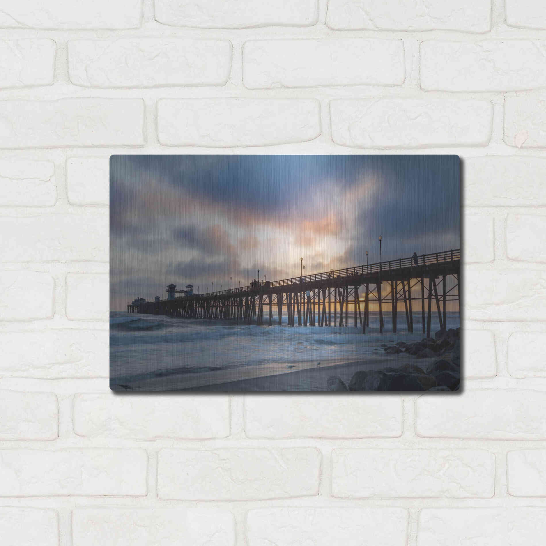 Luxe Metal Art 'Oceanside Drama' by Chris Moyer, Metal Wall Art,16x12