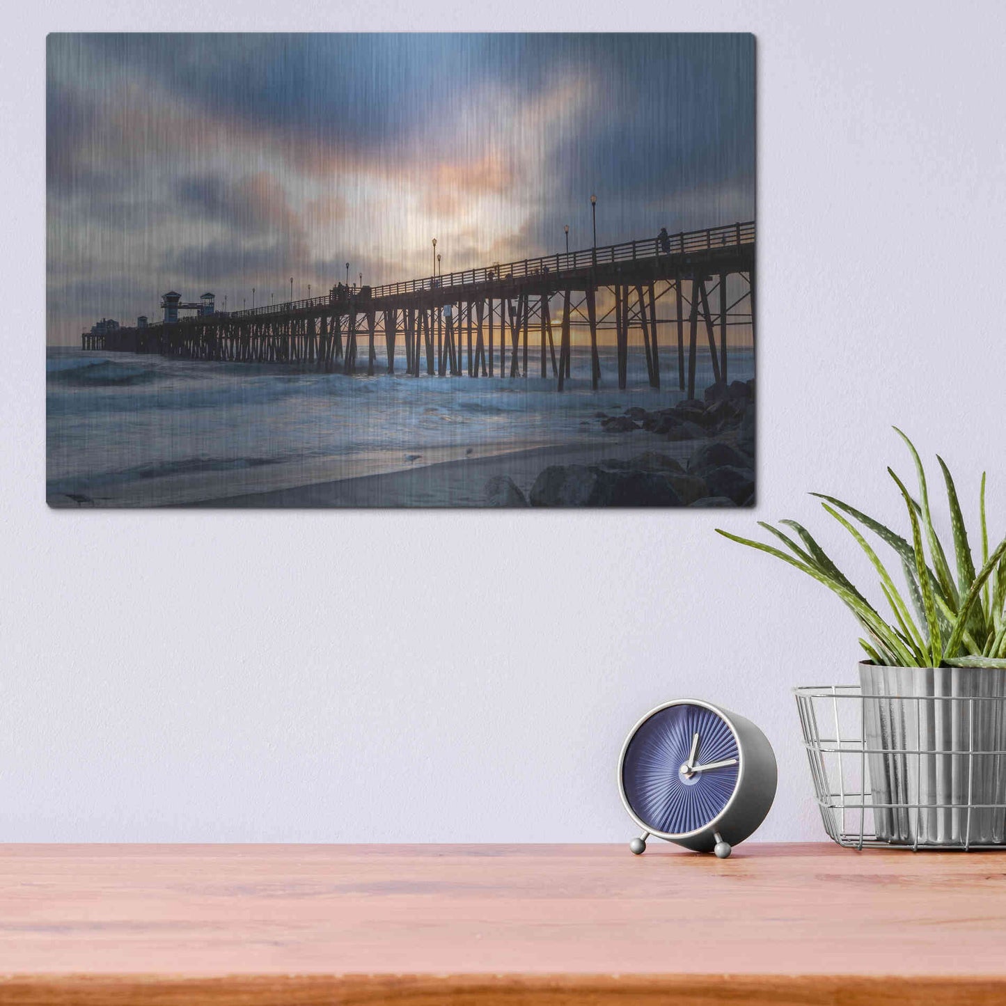 Luxe Metal Art 'Oceanside Drama' by Chris Moyer, Metal Wall Art,16x12