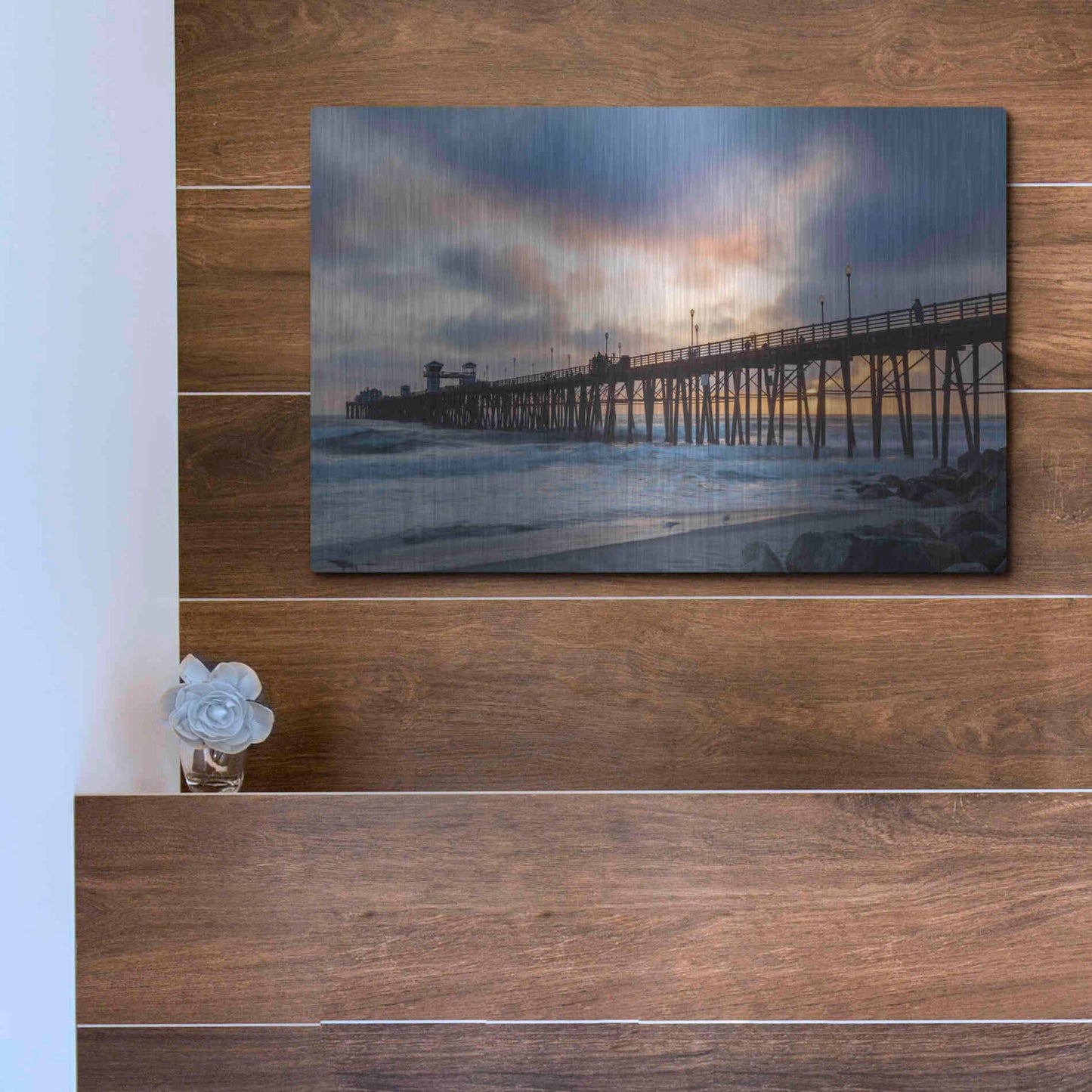 Luxe Metal Art 'Oceanside Drama' by Chris Moyer, Metal Wall Art,16x12