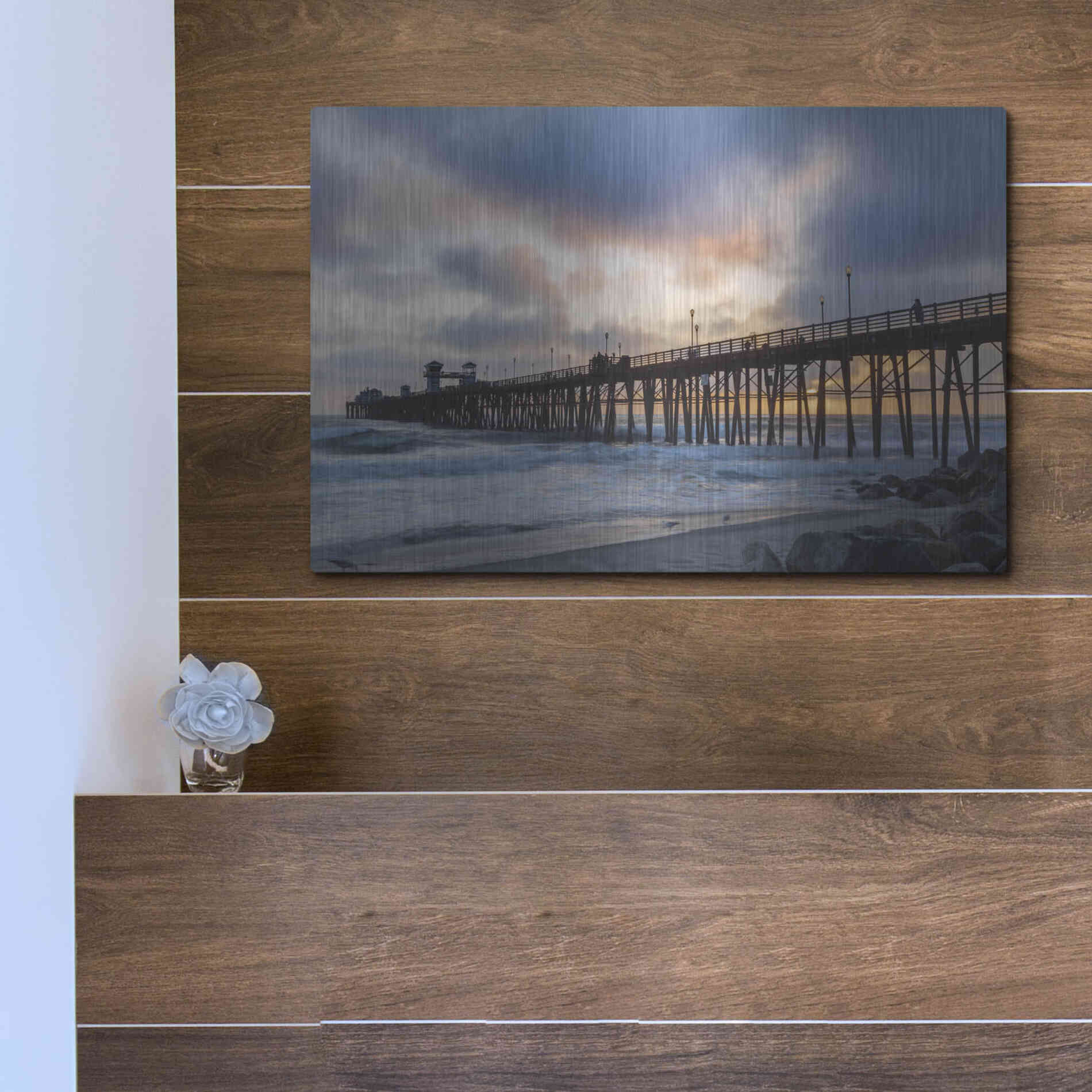Luxe Metal Art 'Oceanside Drama' by Chris Moyer, Metal Wall Art,16x12