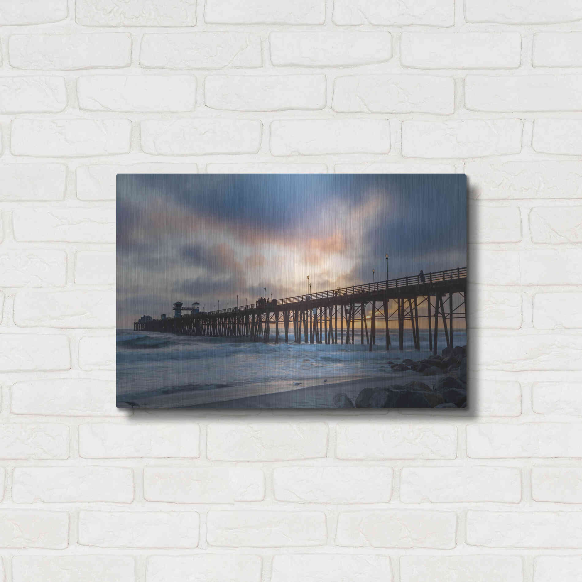 Luxe Metal Art 'Oceanside Drama' by Chris Moyer, Metal Wall Art,24x16