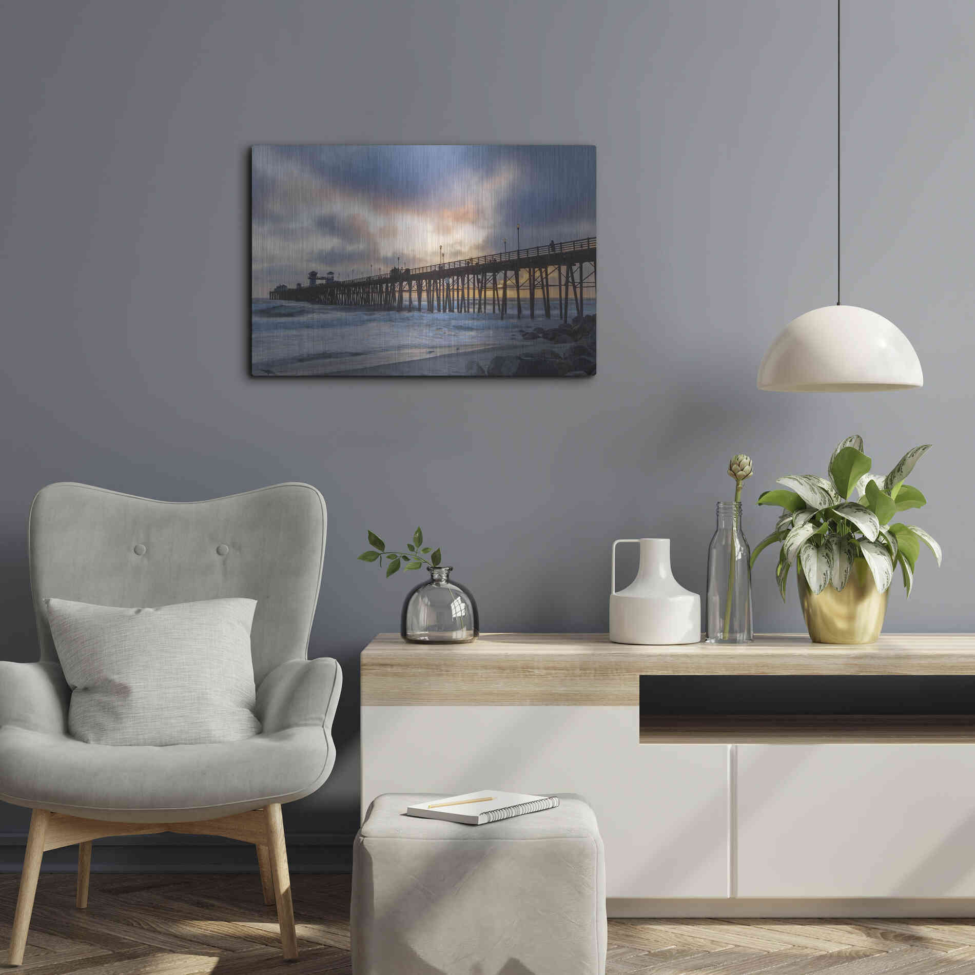 Luxe Metal Art 'Oceanside Drama' by Chris Moyer, Metal Wall Art,24x16