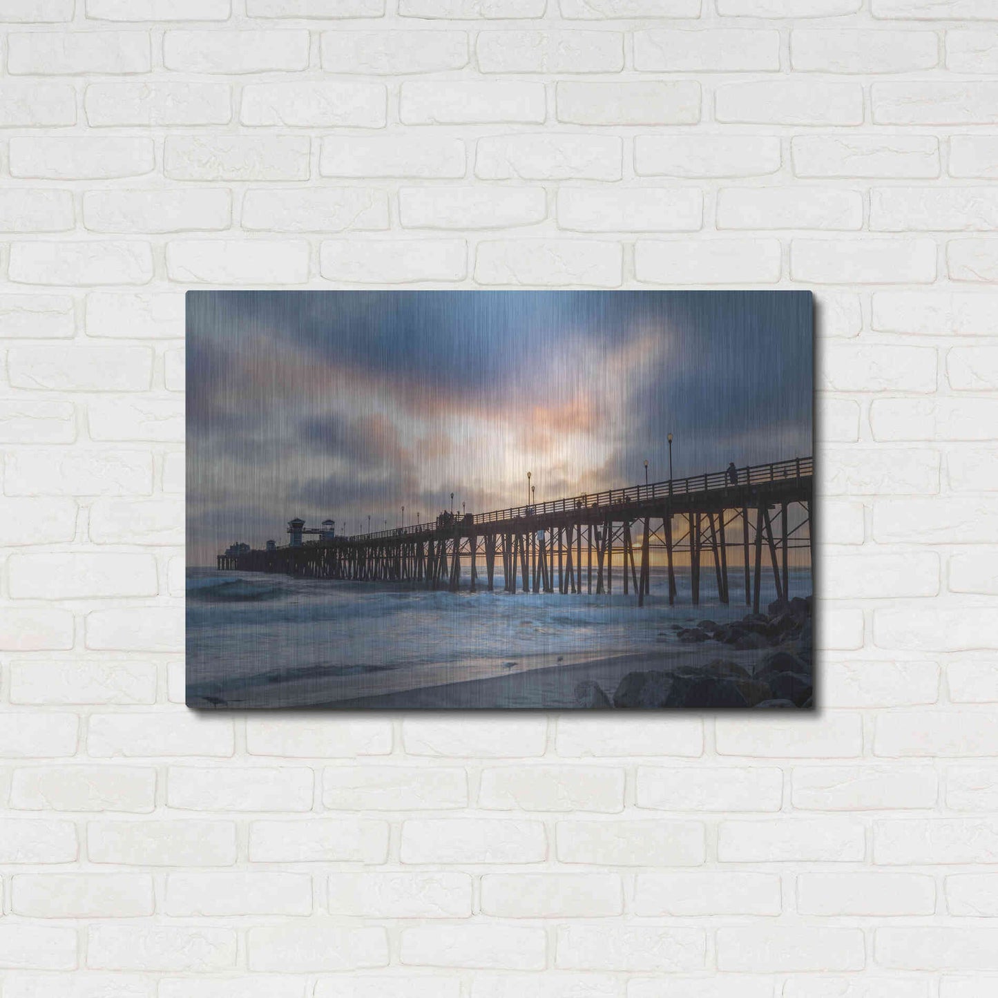 Luxe Metal Art 'Oceanside Drama' by Chris Moyer, Metal Wall Art,36x24