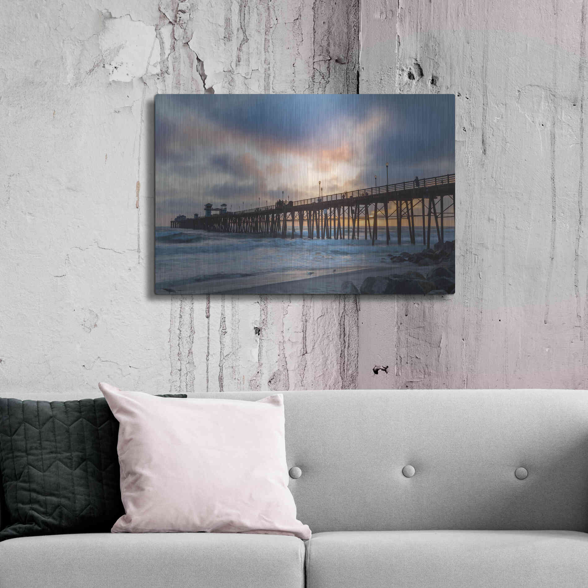 Luxe Metal Art 'Oceanside Drama' by Chris Moyer, Metal Wall Art,36x24