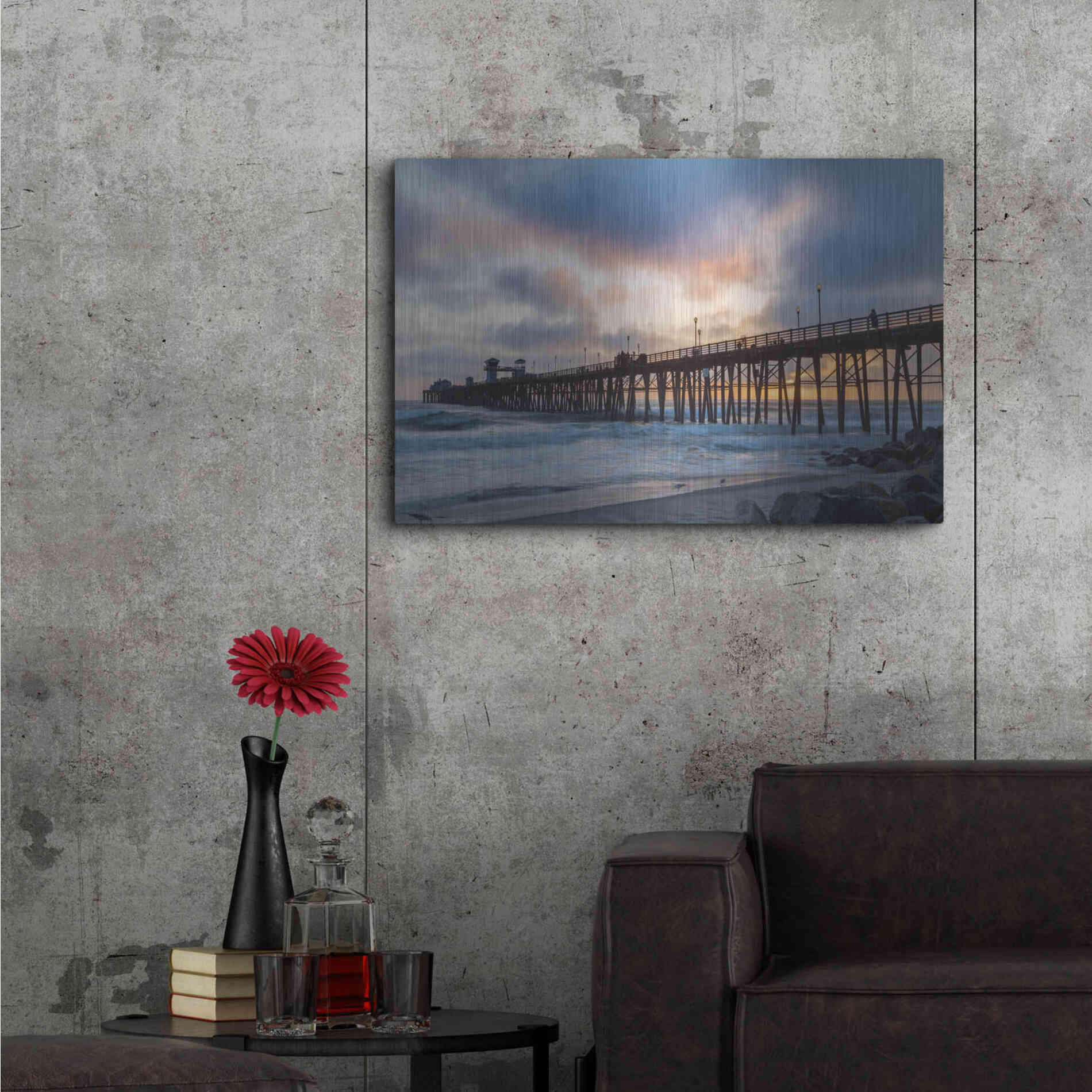 Luxe Metal Art 'Oceanside Drama' by Chris Moyer, Metal Wall Art,36x24