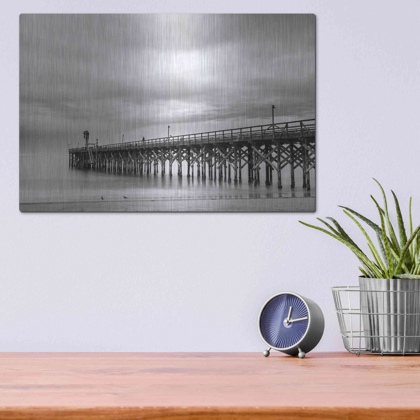 Luxe Metal Art 'Gavoita Storm Pier' by Chris Moyer, Metal Wall Art,16x12