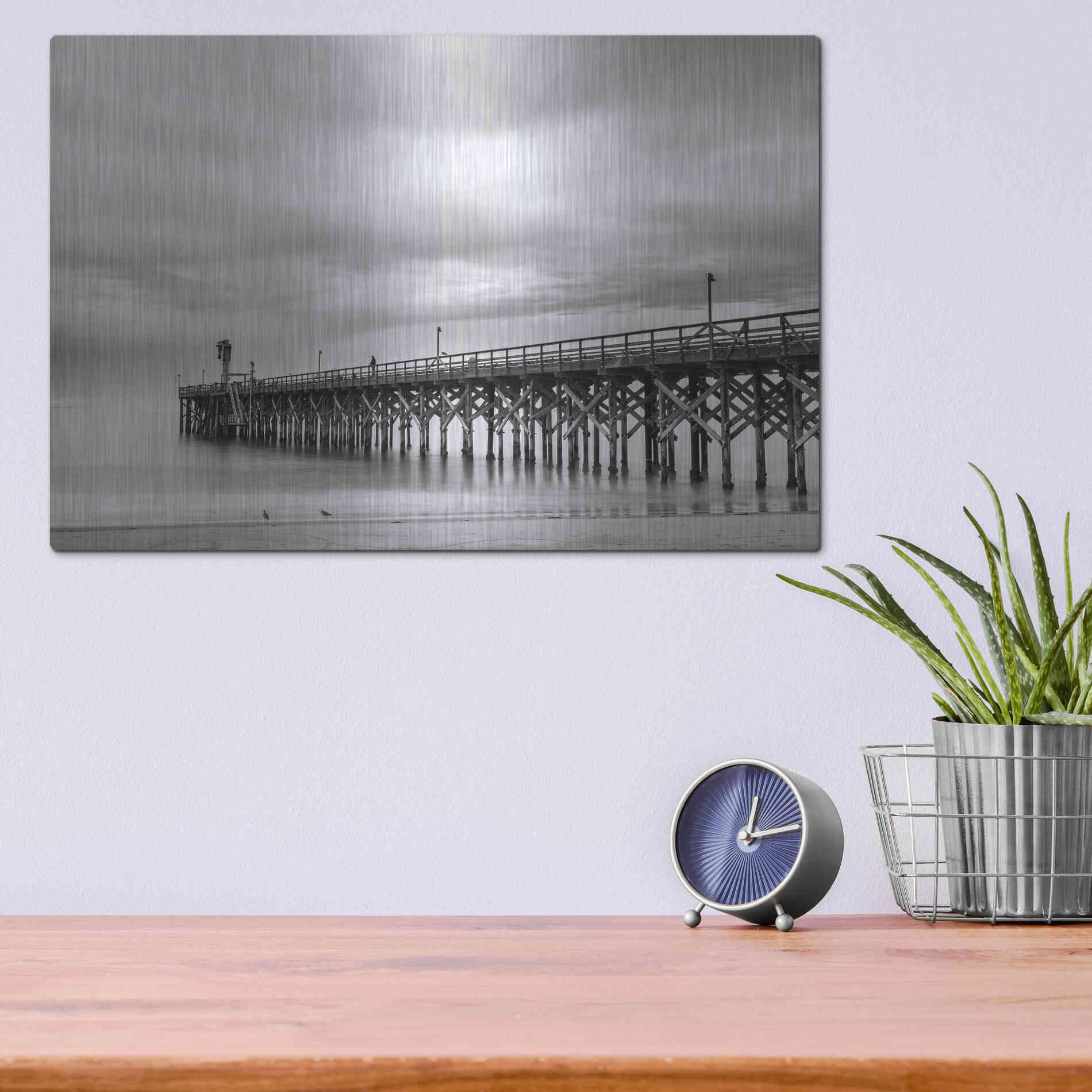 Luxe Metal Art 'Gavoita Storm Pier' by Chris Moyer, Metal Wall Art,16x12