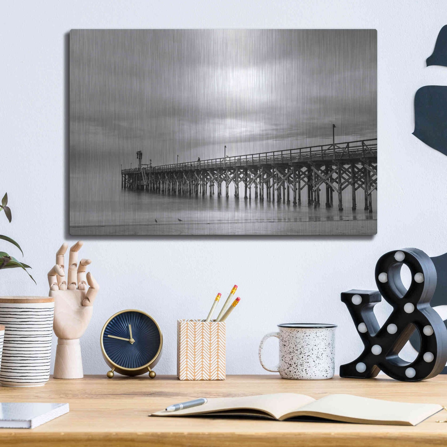Luxe Metal Art 'Gavoita Storm Pier' by Chris Moyer, Metal Wall Art,16x12