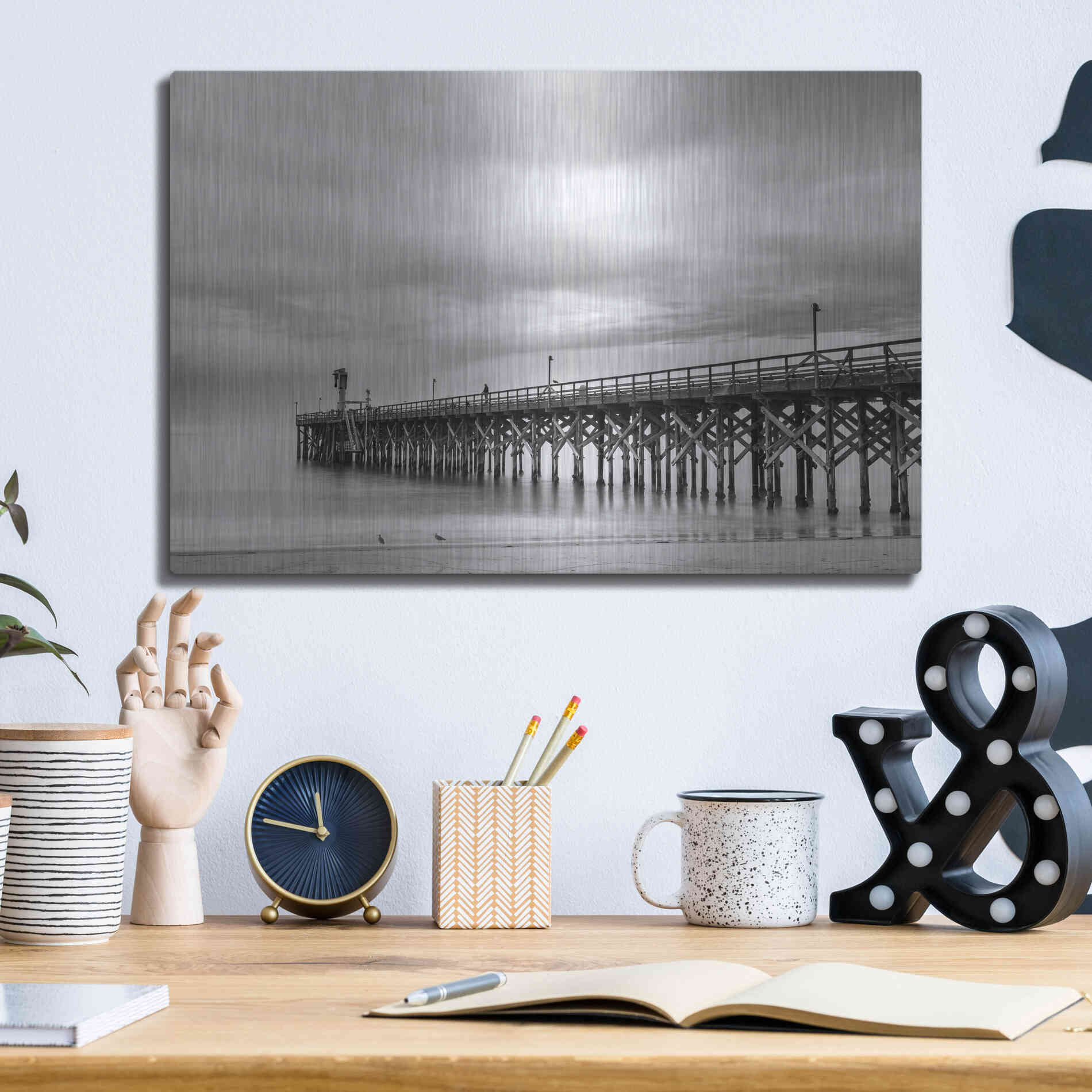 Luxe Metal Art 'Gavoita Storm Pier' by Chris Moyer, Metal Wall Art,16x12