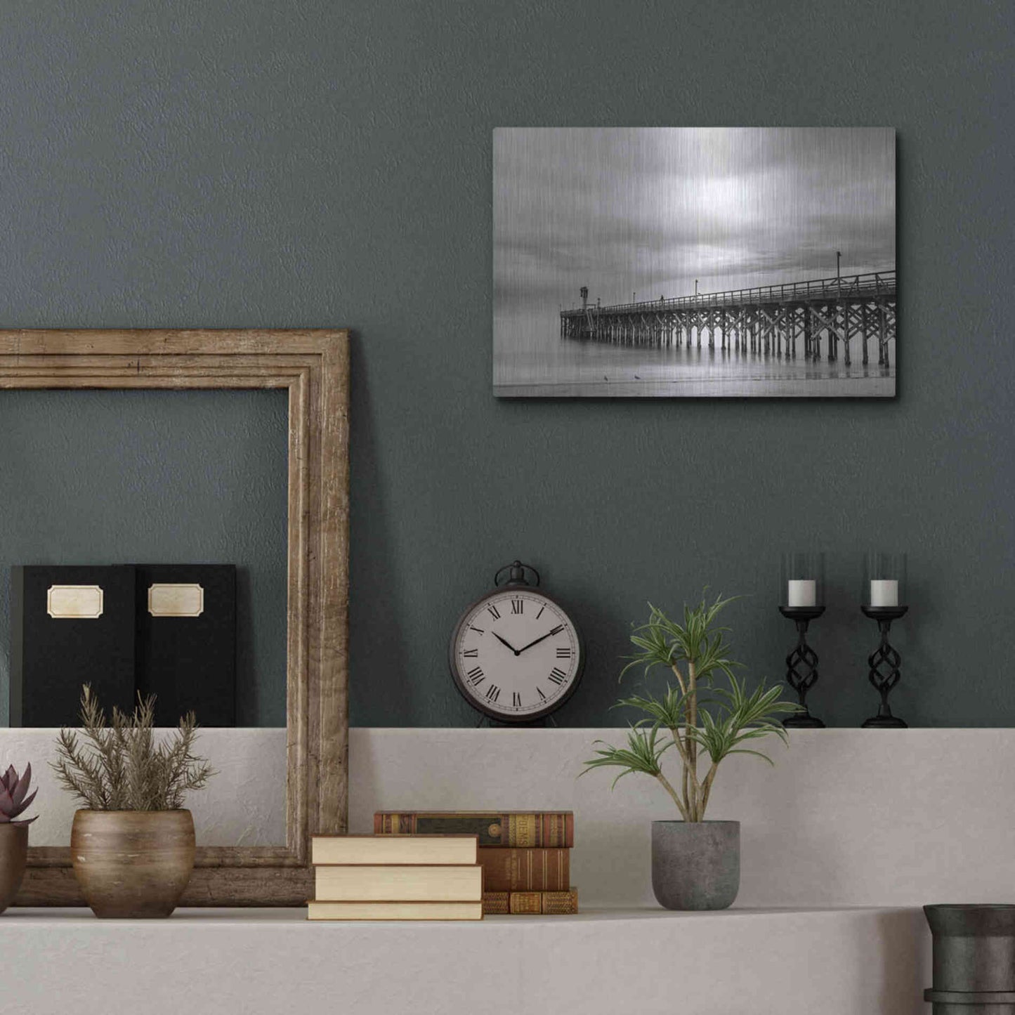 Luxe Metal Art 'Gavoita Storm Pier' by Chris Moyer, Metal Wall Art,16x12