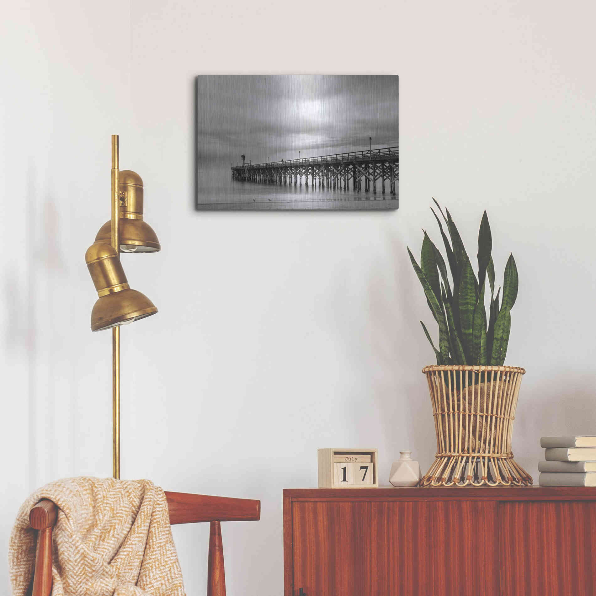 Luxe Metal Art 'Gavoita Storm Pier' by Chris Moyer, Metal Wall Art,24x16