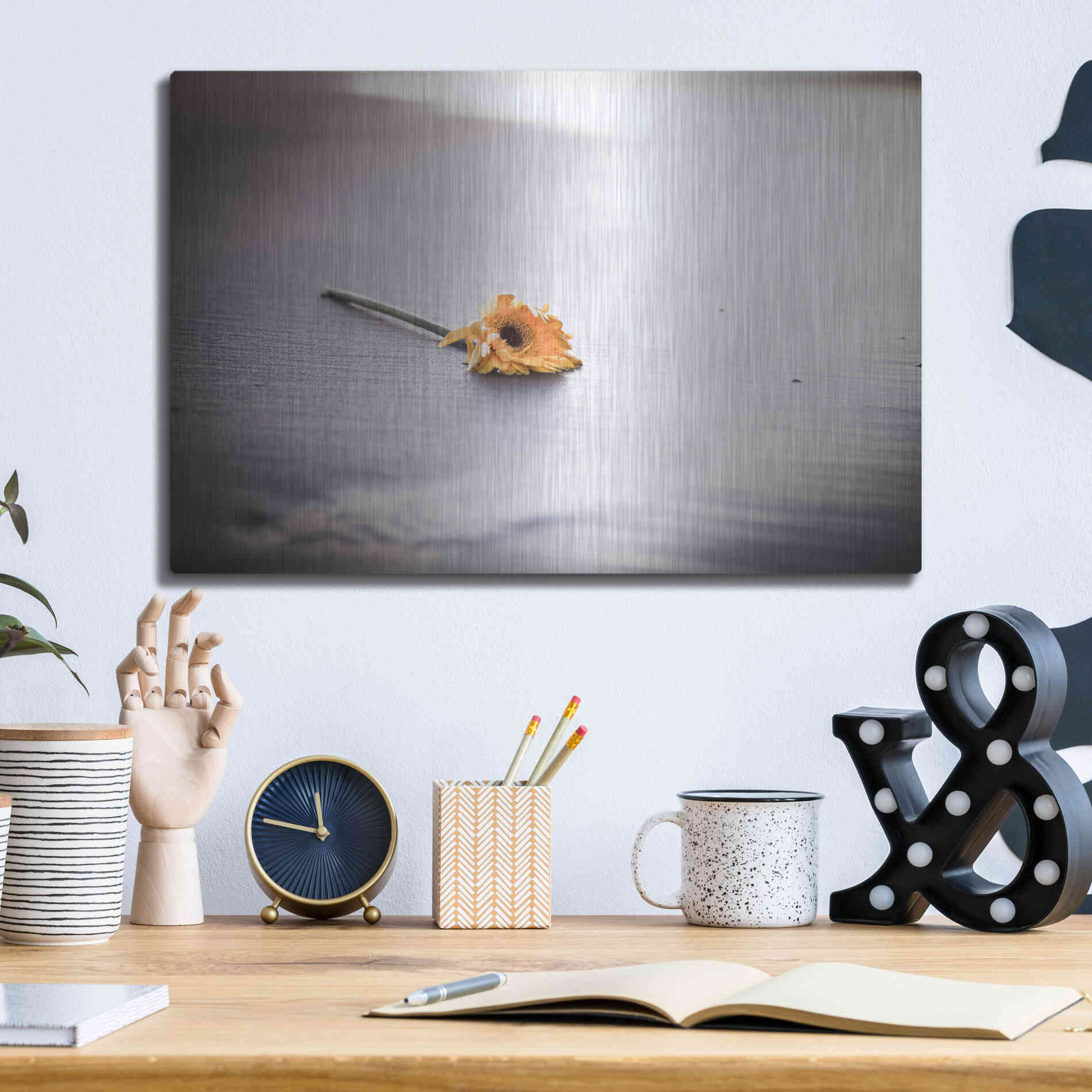 Luxe Metal Art 'Even Daisies Have Bad Days' by Chris Moyer, Metal Wall Art,16x12