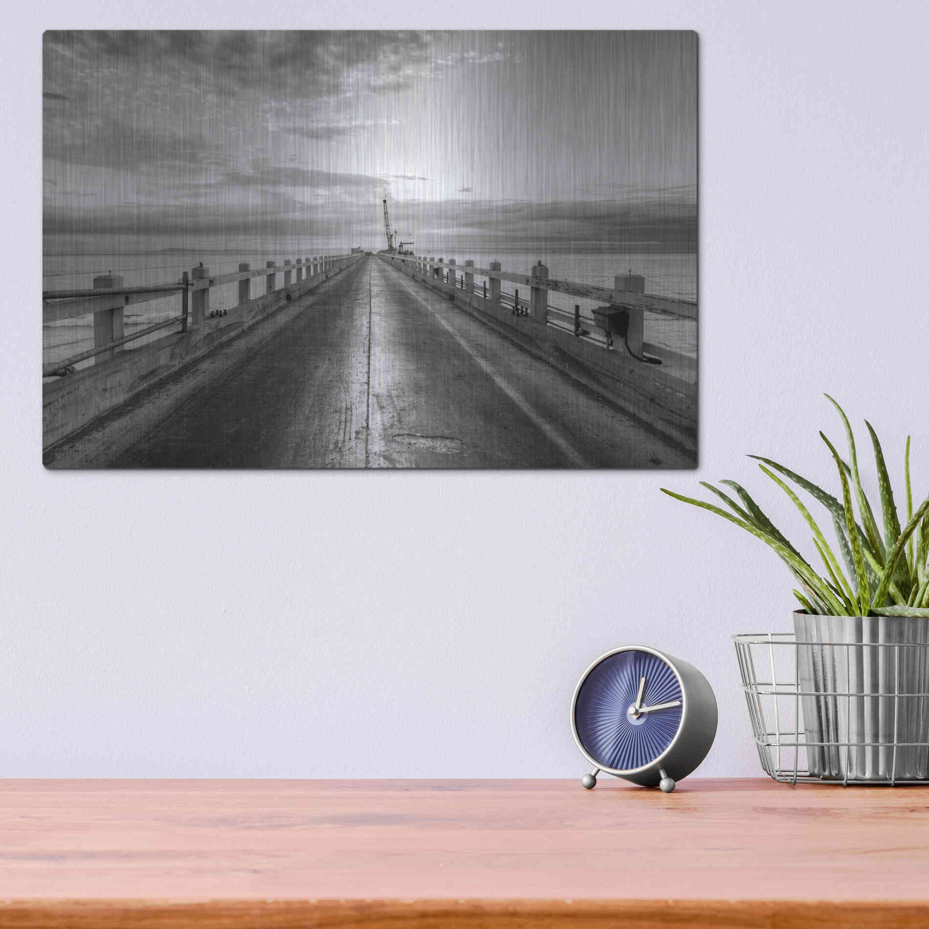 Luxe Metal Art 'Carpinteria Pier View II' by Chris Moyer, Metal Wall Art,16x12