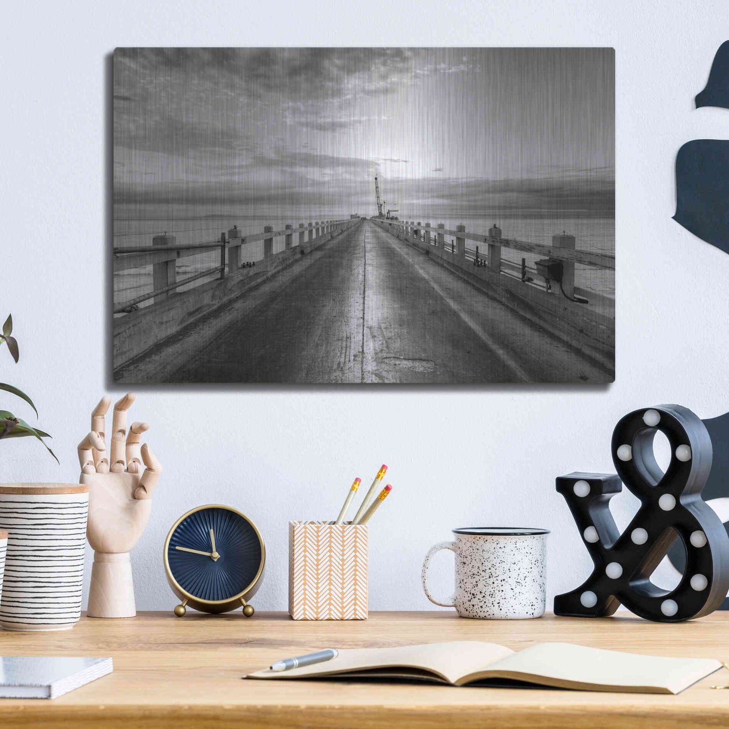 Luxe Metal Art 'Carpinteria Pier View II' by Chris Moyer, Metal Wall Art,16x12