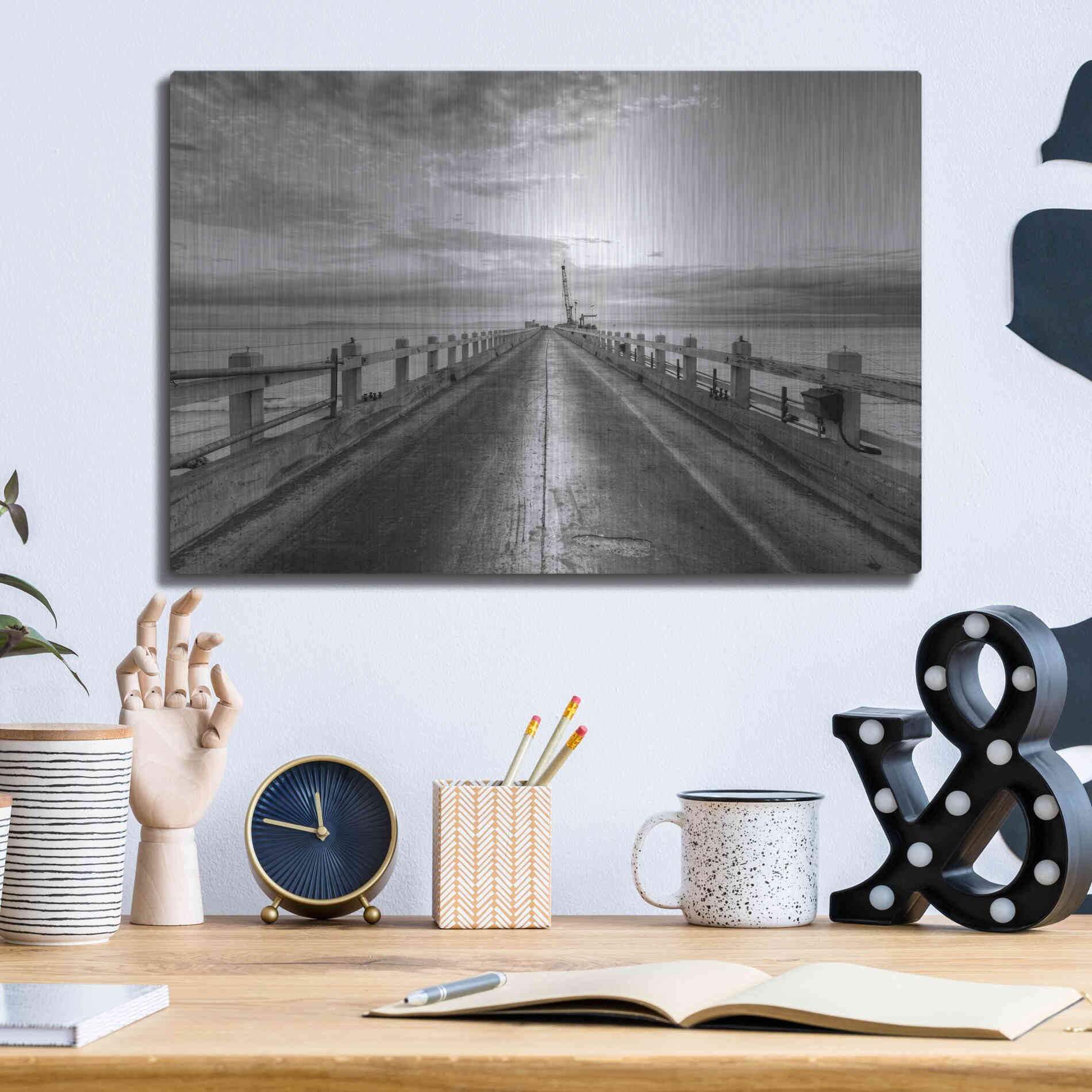 Luxe Metal Art 'Carpinteria Pier View II' by Chris Moyer, Metal Wall Art,16x12