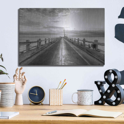 Luxe Metal Art 'Carpinteria Pier View II' by Chris Moyer, Metal Wall Art,16x12