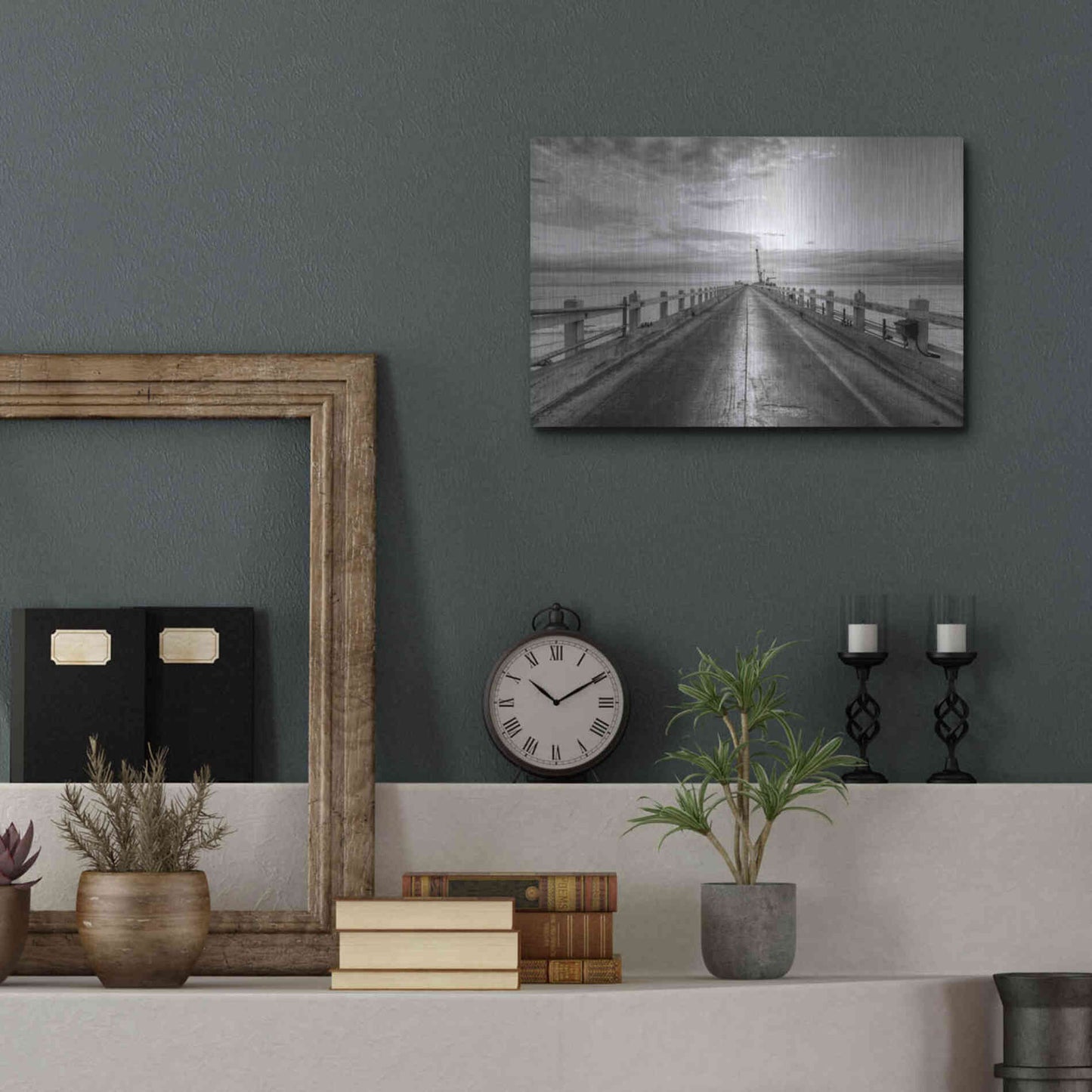 Luxe Metal Art 'Carpinteria Pier View II' by Chris Moyer, Metal Wall Art,16x12