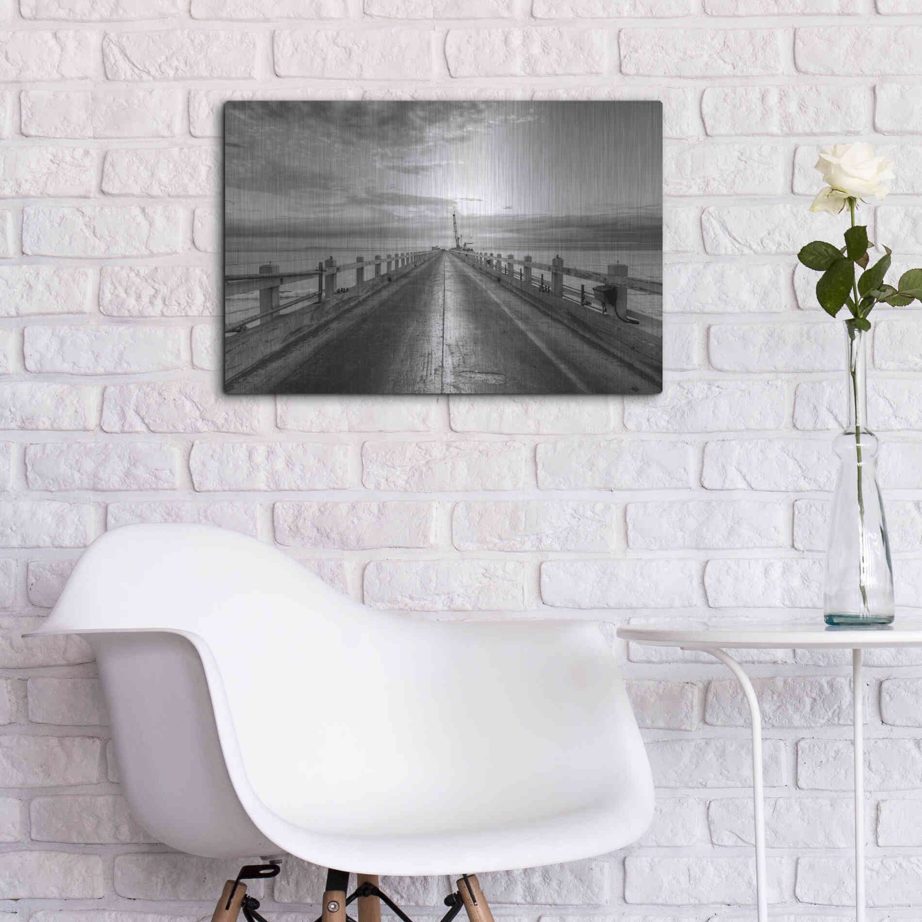 Luxe Metal Art 'Carpinteria Pier View II' by Chris Moyer, Metal Wall Art,24x16