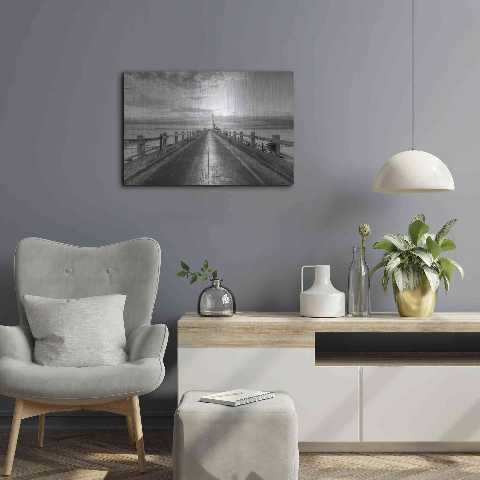 Luxe Metal Art 'Carpinteria Pier View II' by Chris Moyer, Metal Wall Art,24x16