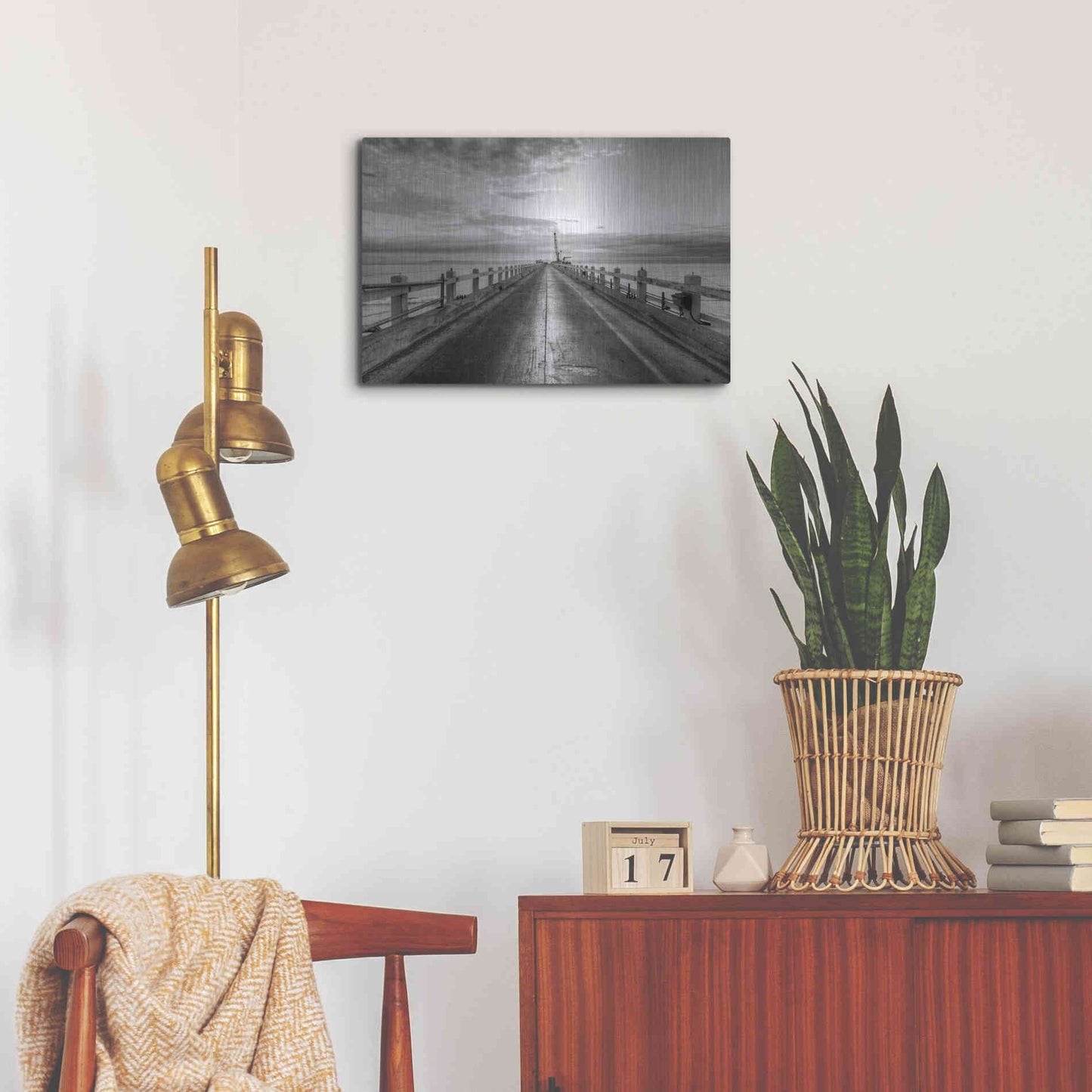 Luxe Metal Art 'Carpinteria Pier View II' by Chris Moyer, Metal Wall Art,24x16