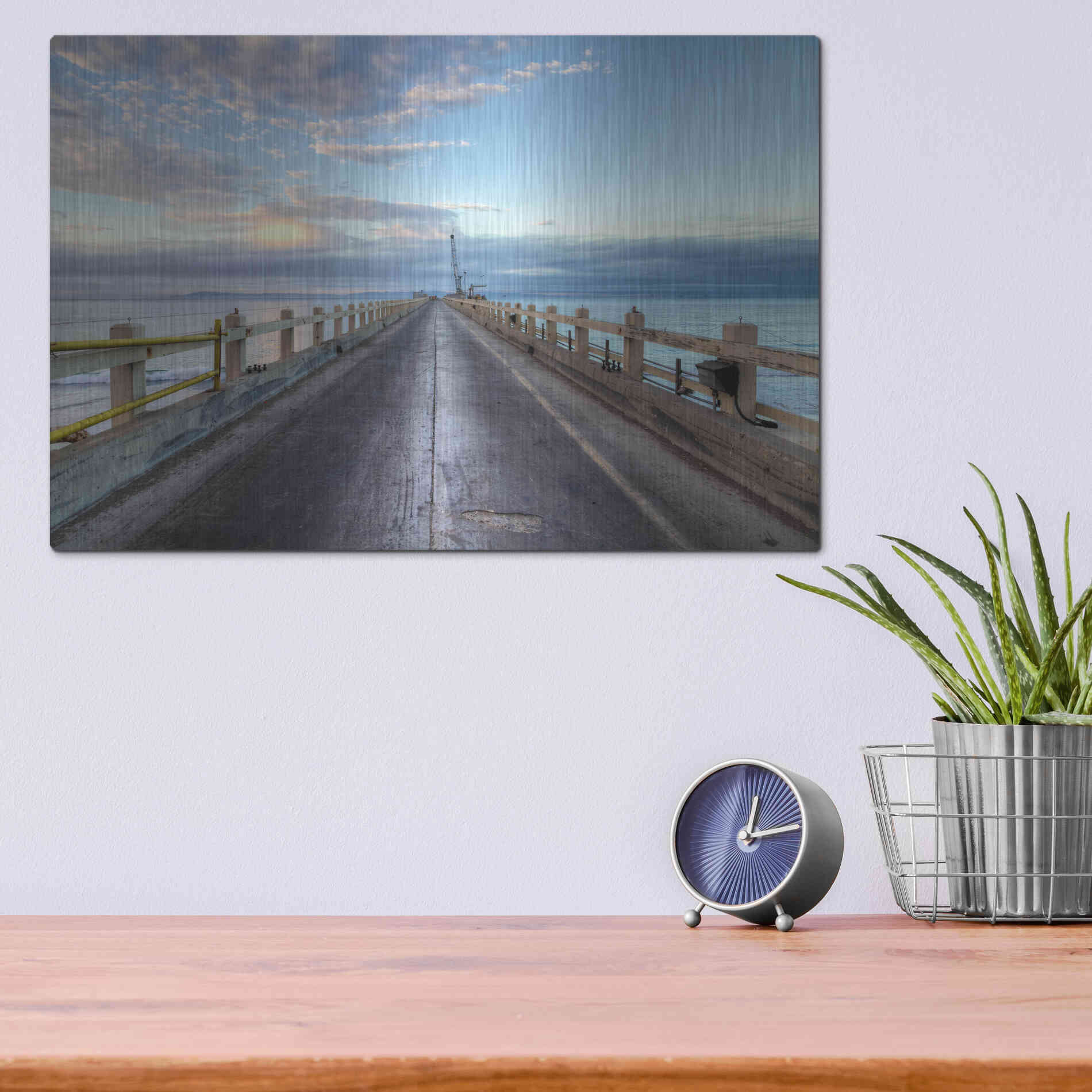 Luxe Metal Art 'Carpinteria Pier View I' by Chris Moyer, Metal Wall Art,16x12