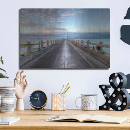 Luxe Metal Art 'Carpinteria Pier View I' by Chris Moyer, Metal Wall Art,16x12