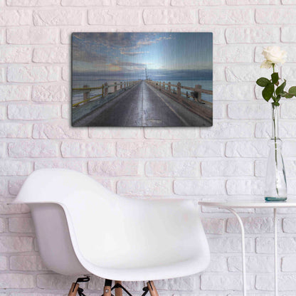 Luxe Metal Art 'Carpinteria Pier View I' by Chris Moyer, Metal Wall Art,24x16