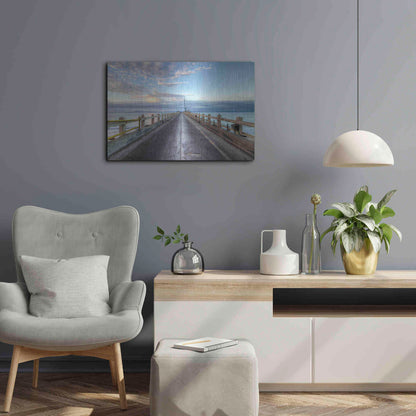 Luxe Metal Art 'Carpinteria Pier View I' by Chris Moyer, Metal Wall Art,24x16