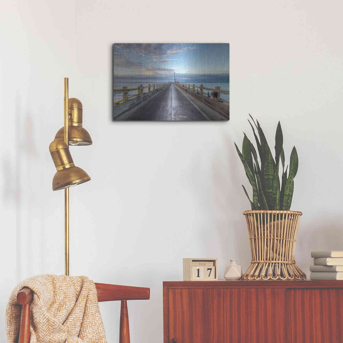 Luxe Metal Art 'Carpinteria Pier View I' by Chris Moyer, Metal Wall Art,24x16