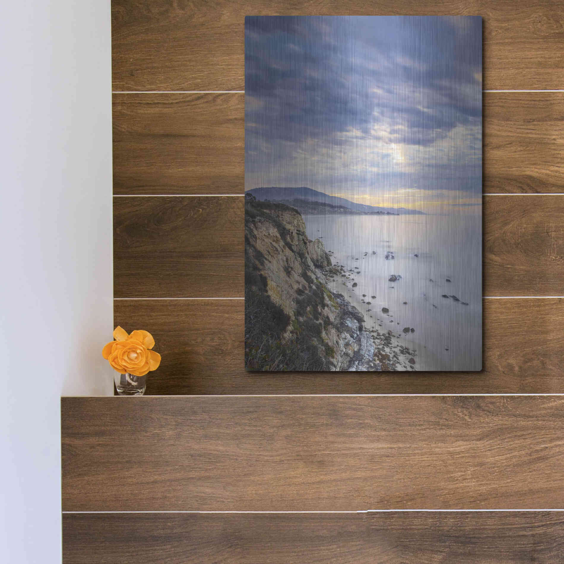 Luxe Metal Art 'Carpinteria Bluffs II' by Chris Moyer, Metal Wall Art,12x16