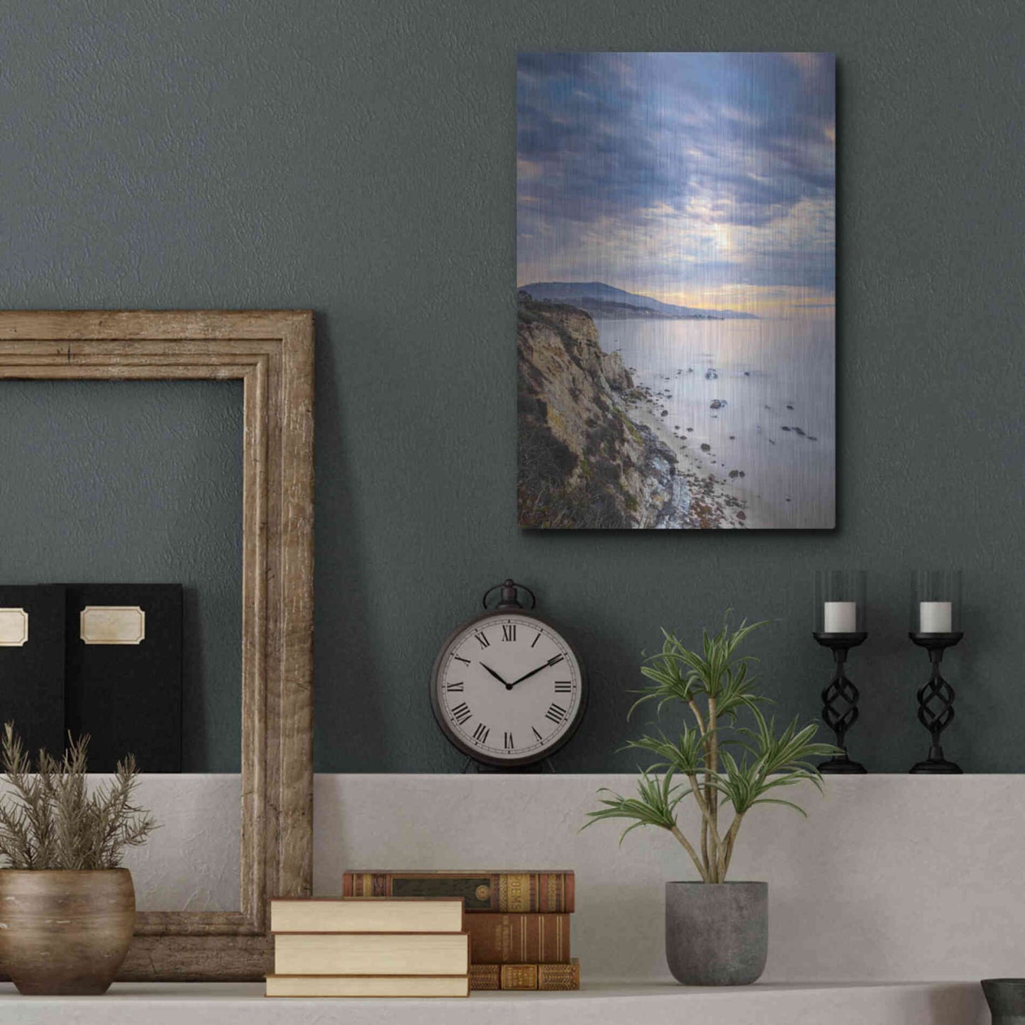 Luxe Metal Art 'Carpinteria Bluffs II' by Chris Moyer, Metal Wall Art,12x16