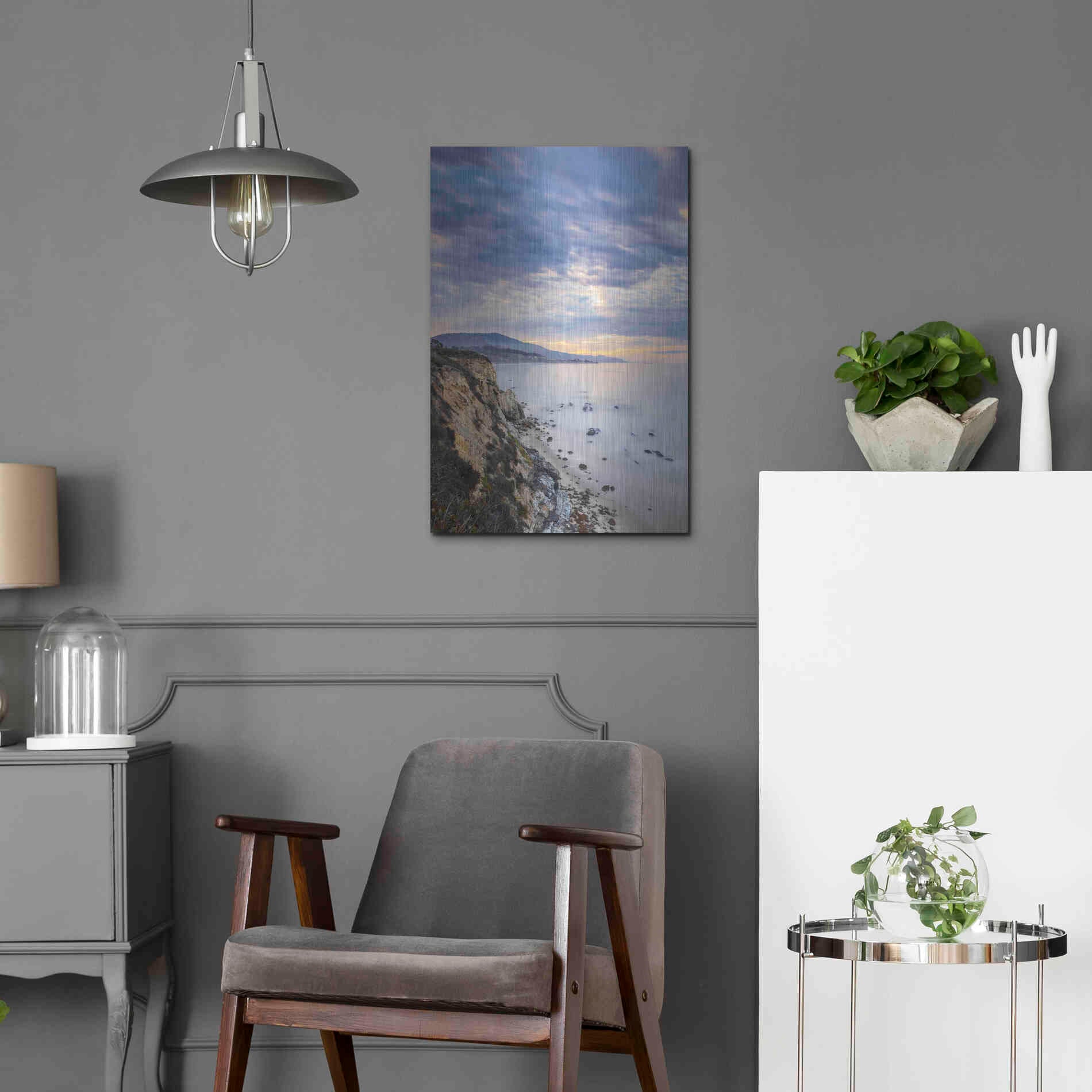 Luxe Metal Art 'Carpinteria Bluffs II' by Chris Moyer, Metal Wall Art,16x24