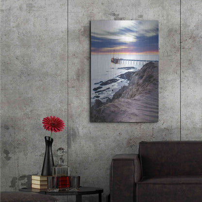 Luxe Metal Art 'Pier Bluffin' by Chris Moyer, Metal Wall Art,24x36