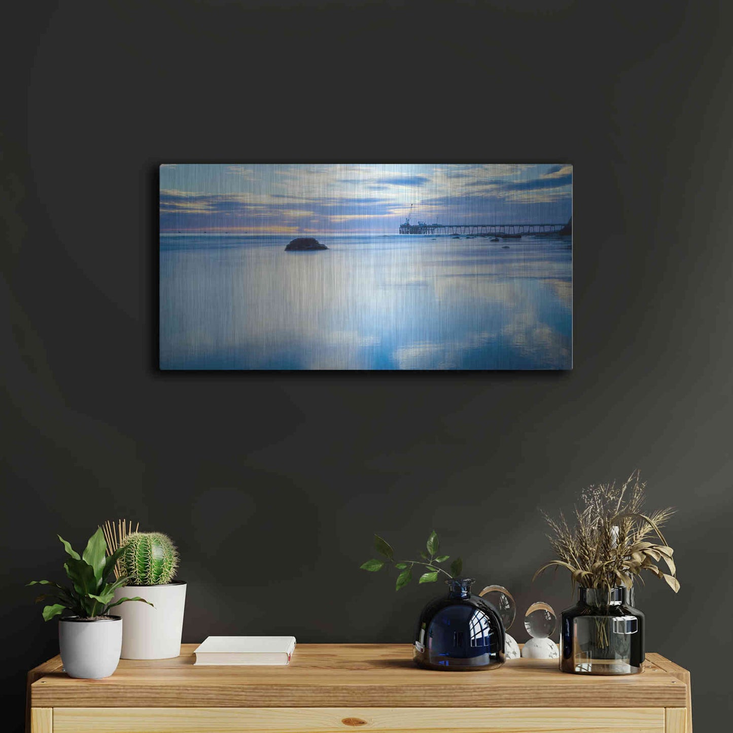 Luxe Metal Art 'Where Sky Meets Sea' by Chris Moyer, Metal Wall Art,24x12