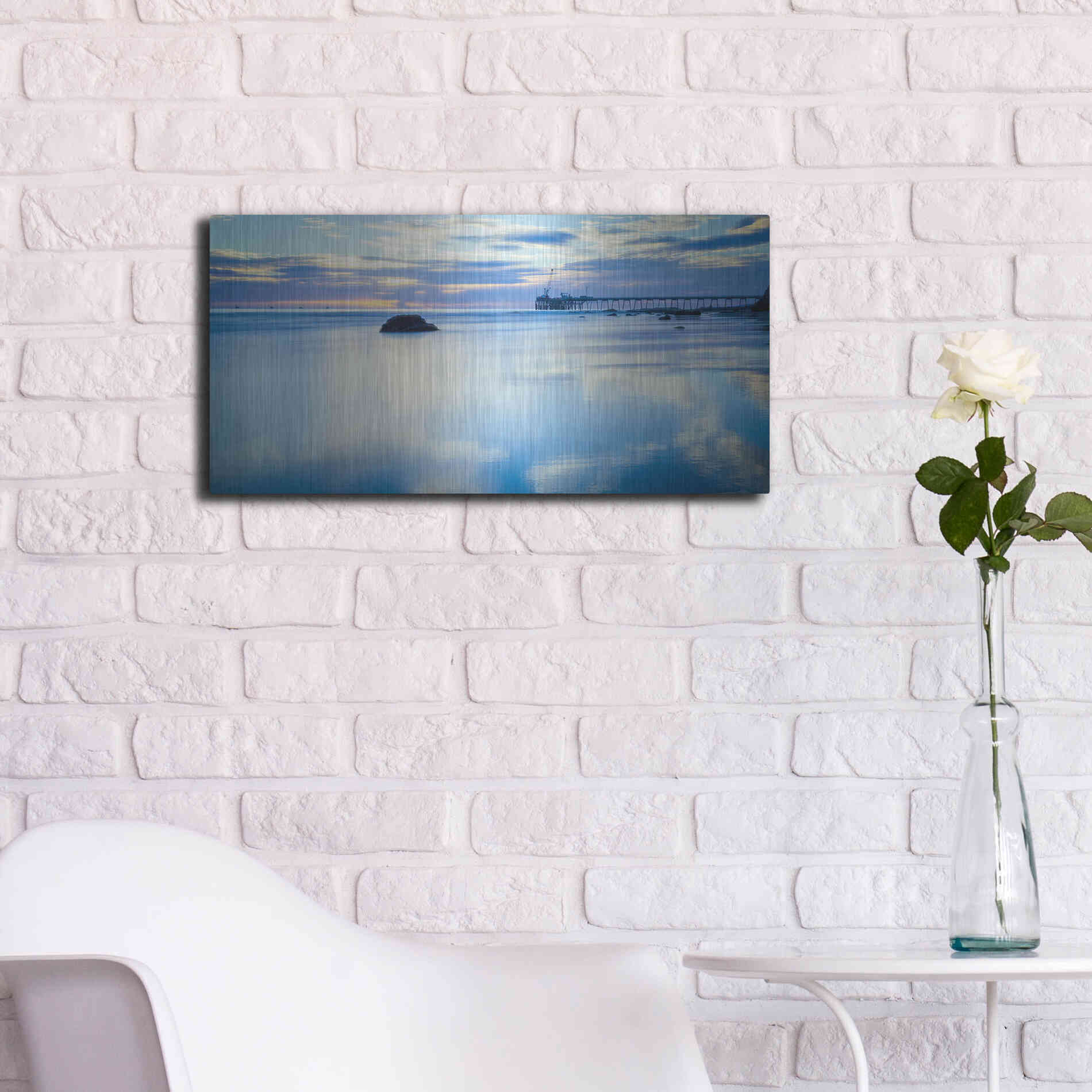 Luxe Metal Art 'Where Sky Meets Sea' by Chris Moyer, Metal Wall Art,24x12