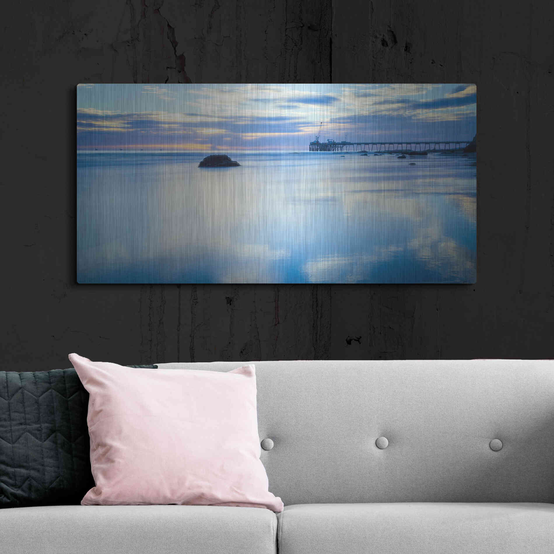 Luxe Metal Art 'Where Sky Meets Sea' by Chris Moyer, Metal Wall Art,48x24