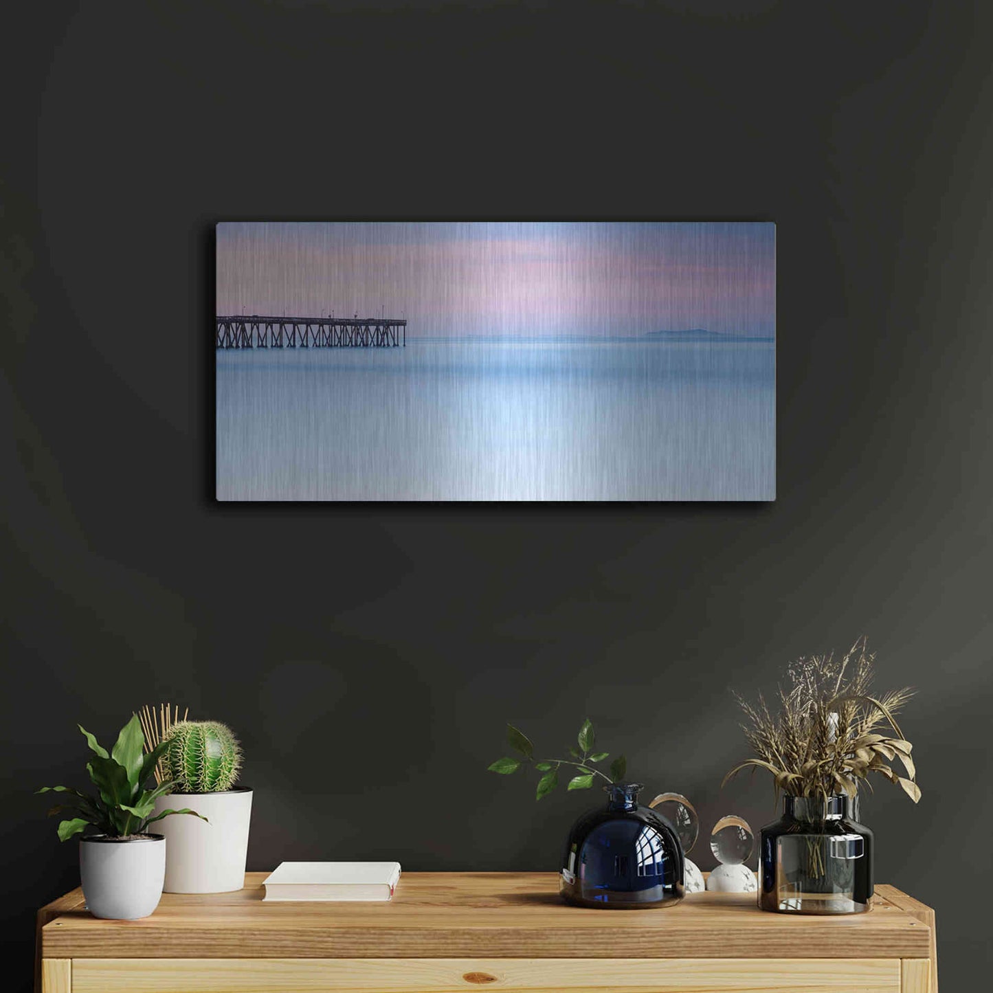 Luxe Metal Art 'Pier View to The Islands' by Chris Moyer, Metal Wall Art,24x12