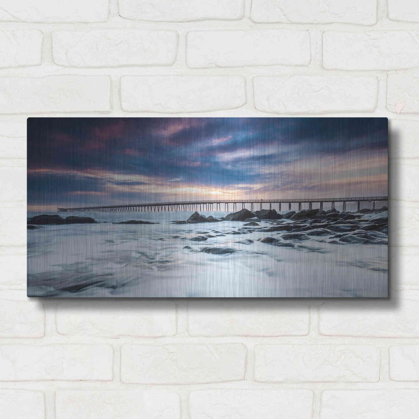 Luxe Metal Art 'Goleta Night' by Chris Moyer, Metal Wall Art,24x12