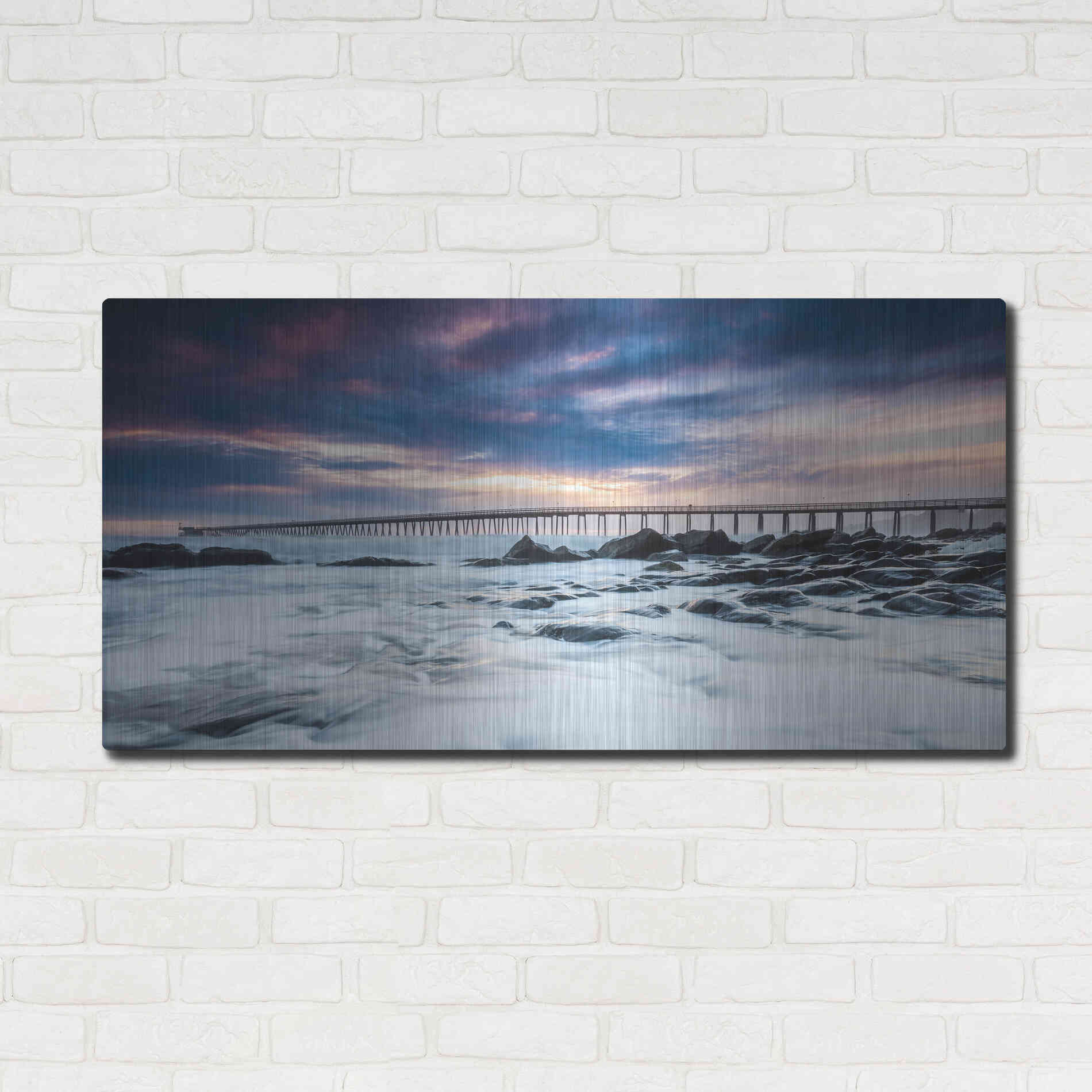 Luxe Metal Art 'Goleta Night' by Chris Moyer, Metal Wall Art,48x24