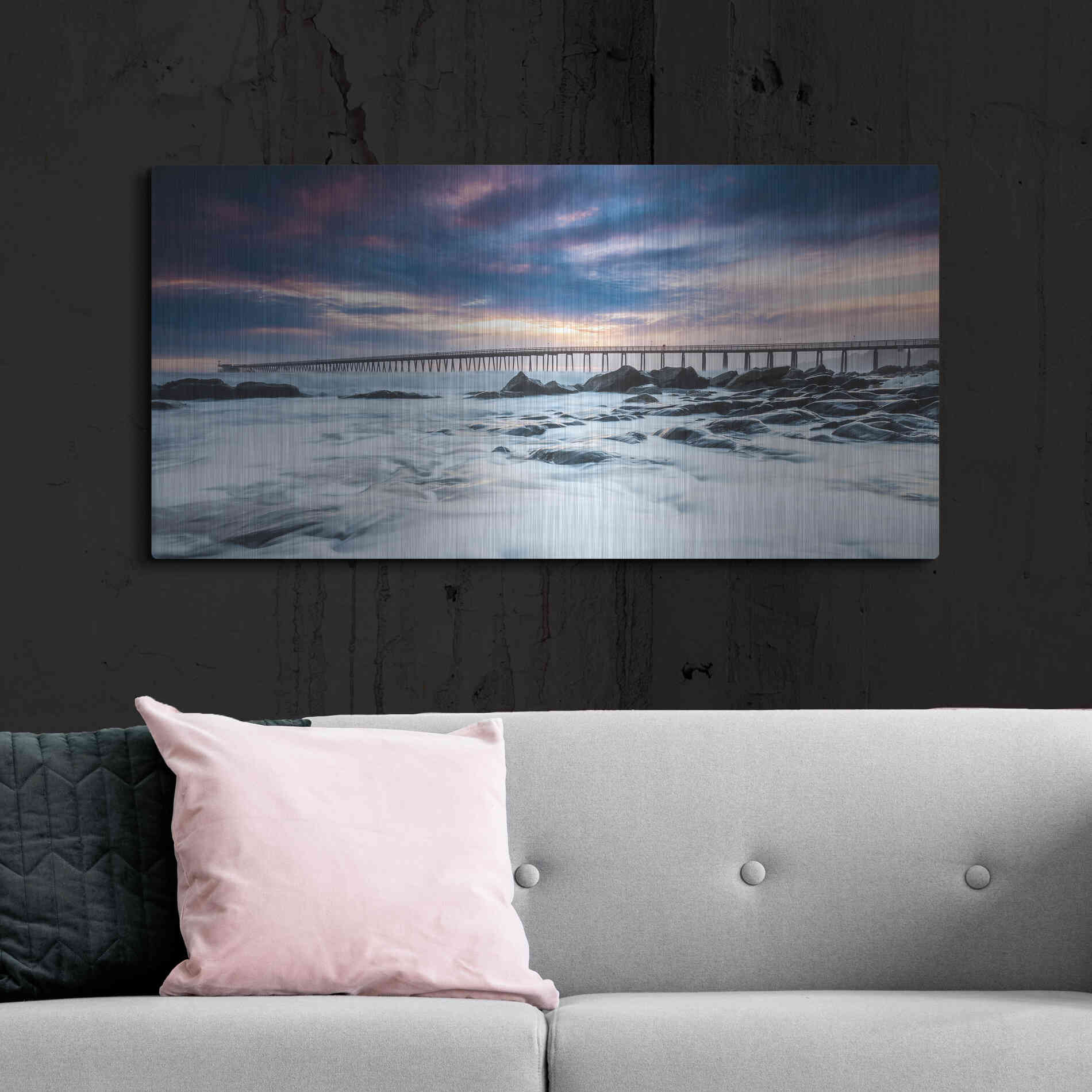 Luxe Metal Art 'Goleta Night' by Chris Moyer, Metal Wall Art,48x24