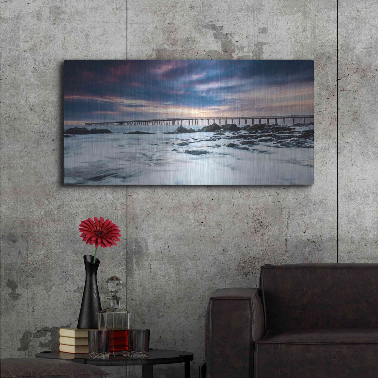 Luxe Metal Art 'Goleta Night' by Chris Moyer, Metal Wall Art,48x24