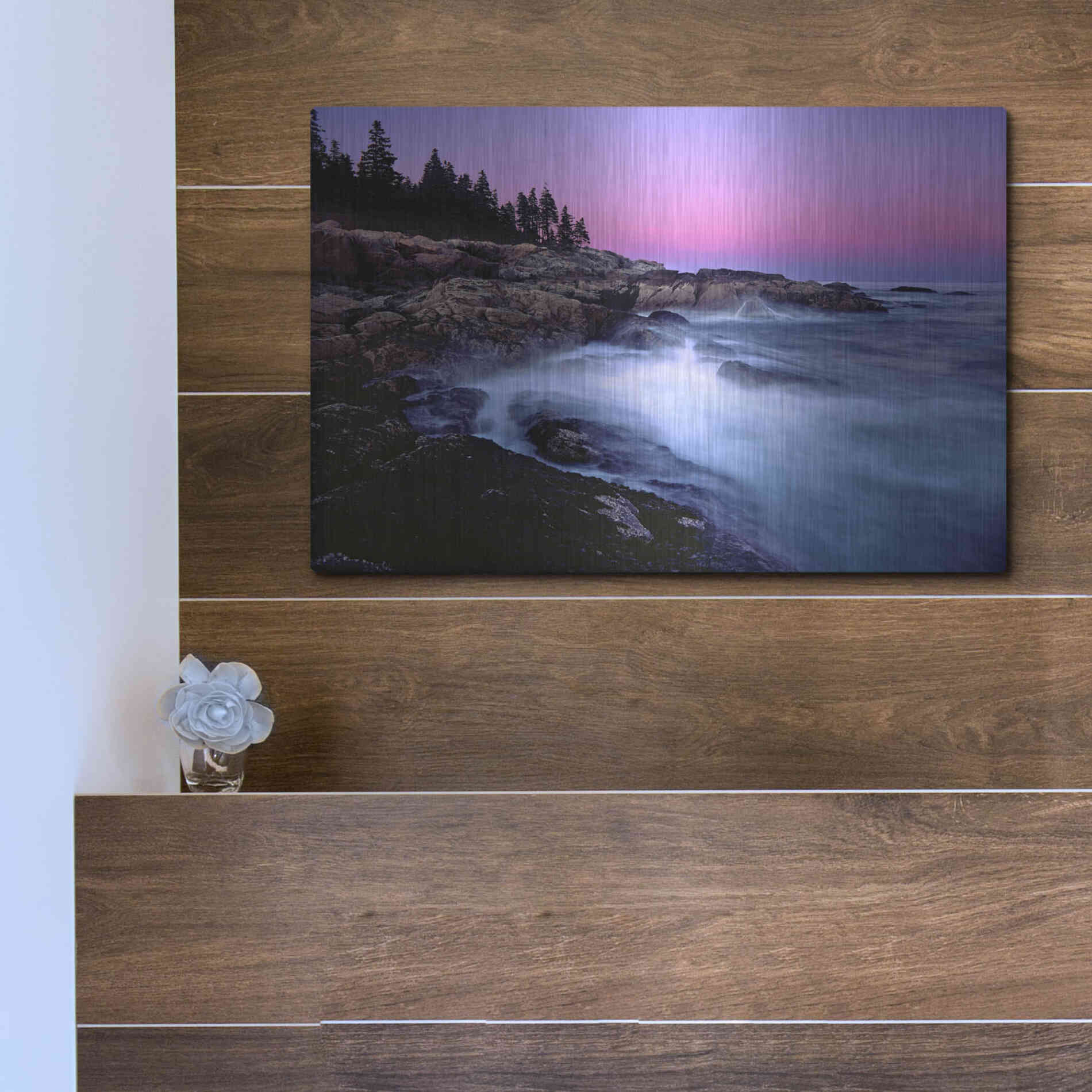 Luxe Metal Art 'Acadia Dusk' by Mike Jones, Metal Wall Art,16x12