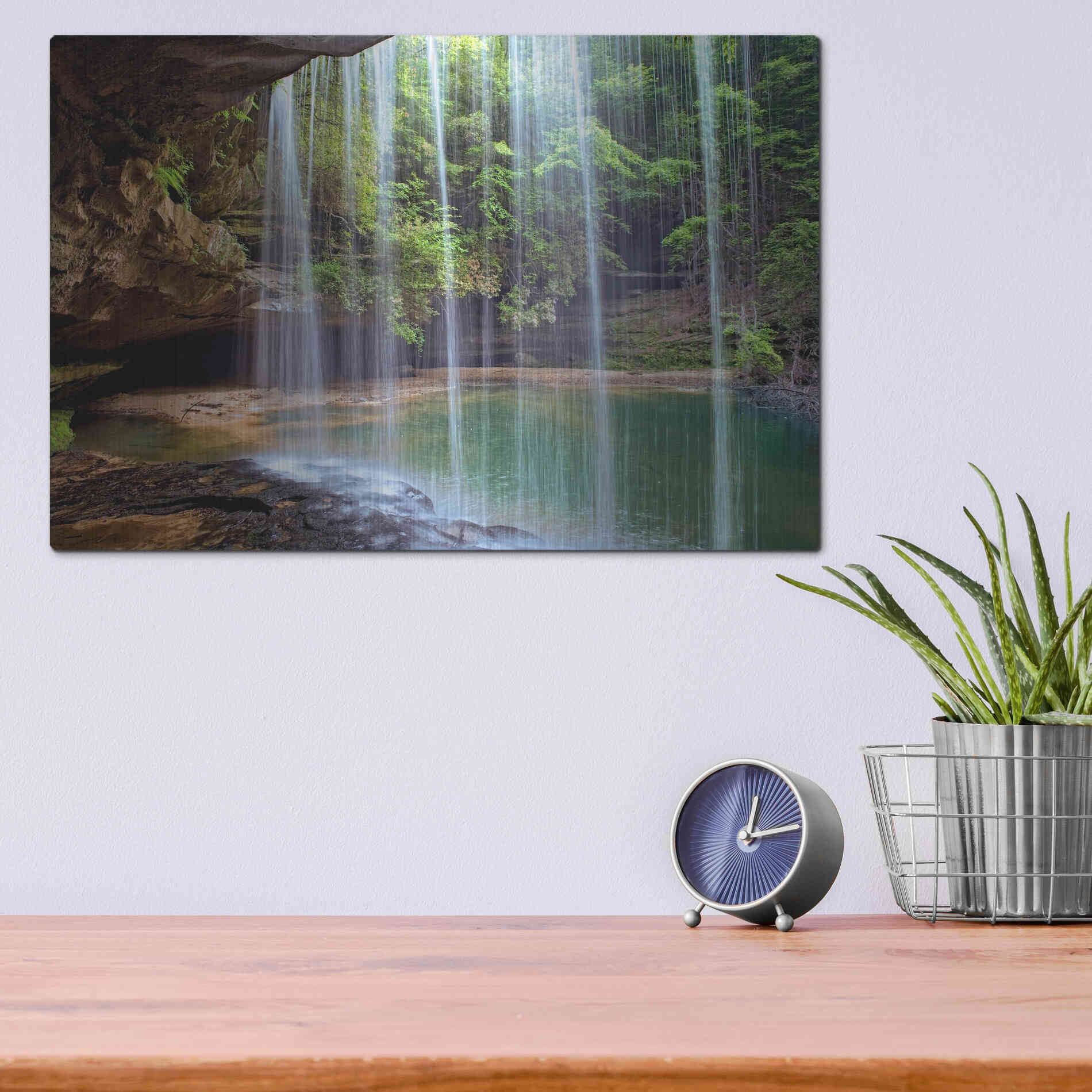 Luxe Metal Art 'Alabama Caney Creek Veil' by Mike Jones, Metal Wall Art,16x12