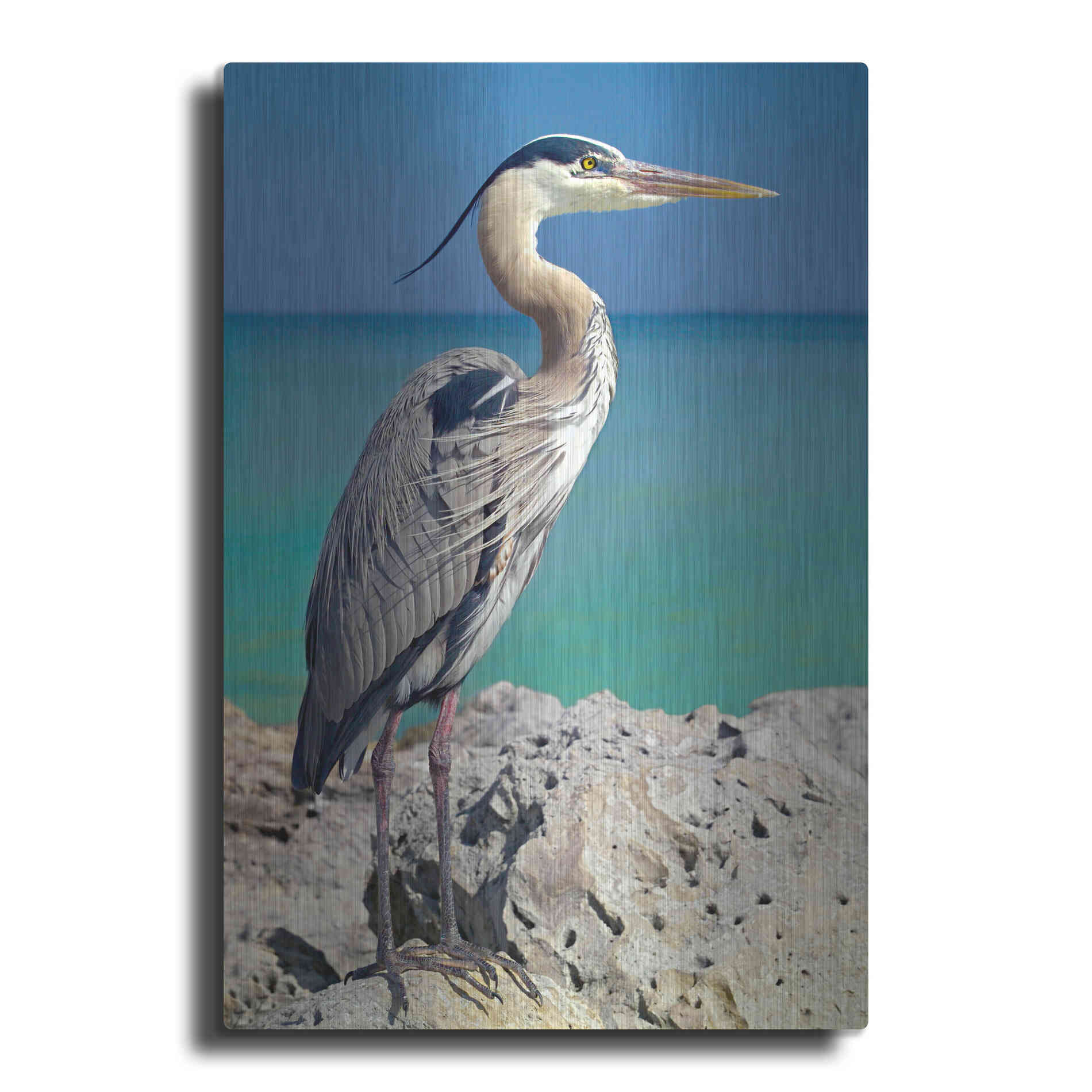 Luxe Metal Art 'Blue Heron' by Mike Jones, Metal Wall Art