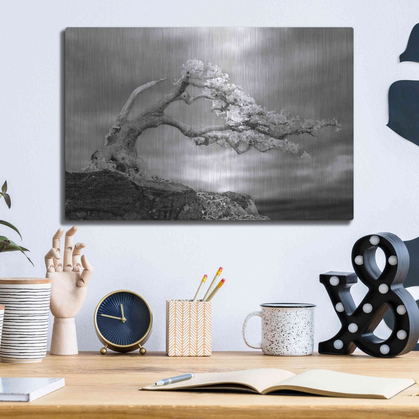 Luxe Metal Art 'Bonzai' by Mike Jones, Metal Wall Art,16x12